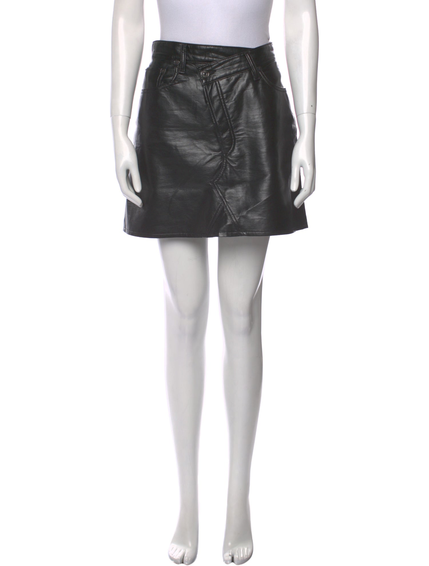 AGOLDE Leather Trim Embellishment Mini Skirt
