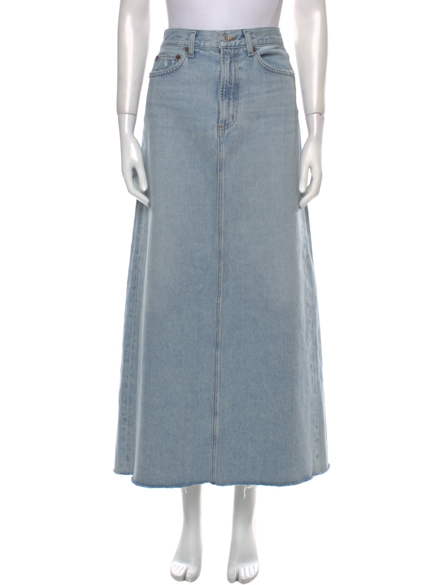 AGOLDE Distressed Accents Midi Length Skirt