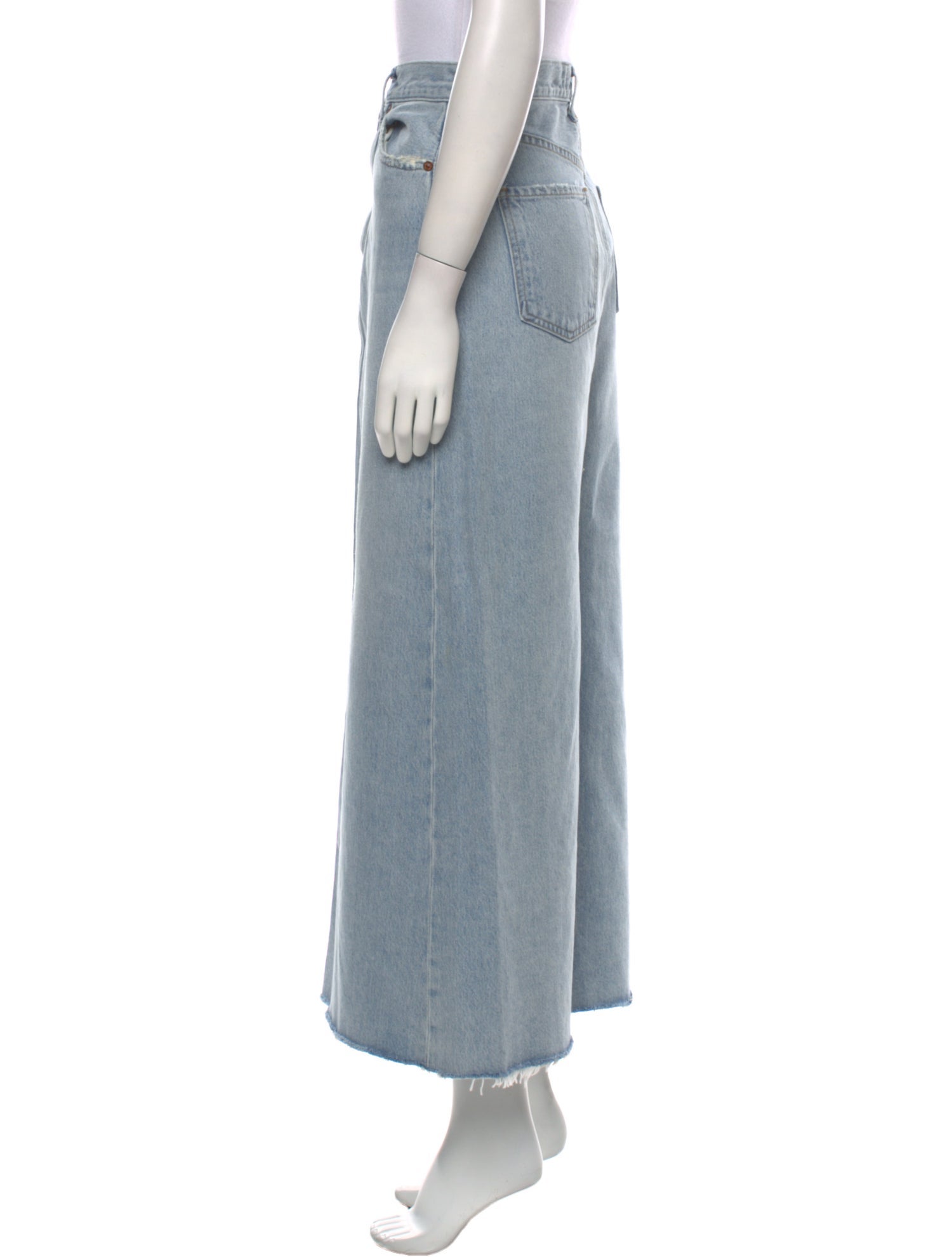 AGOLDE Distressed Accents Midi Length Skirt
