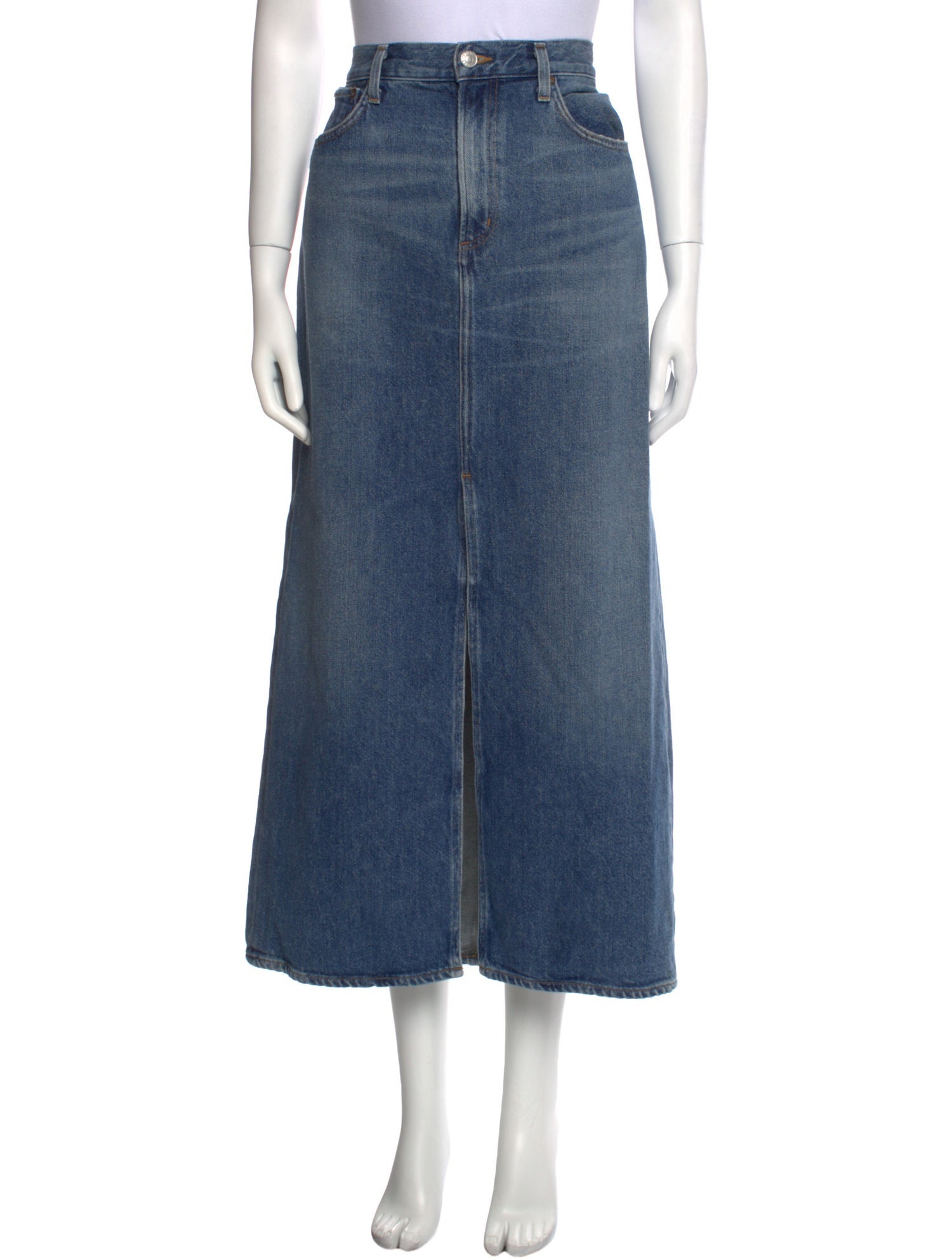 AGOLDE Distressed Accents Midi Length Skirt