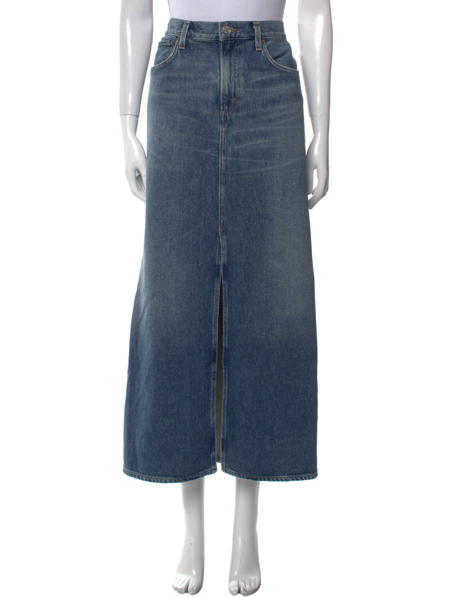 AGOLDE Distressed Accents Midi Length Skirt