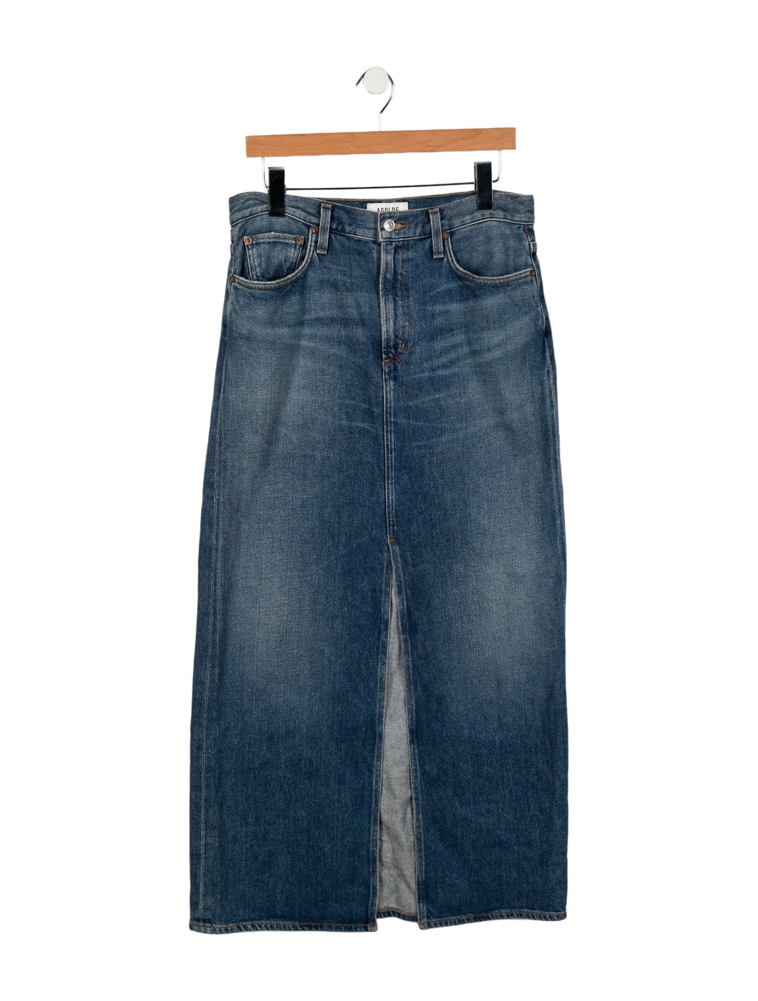 AGOLDE Distressed Accents Midi Length Skirt