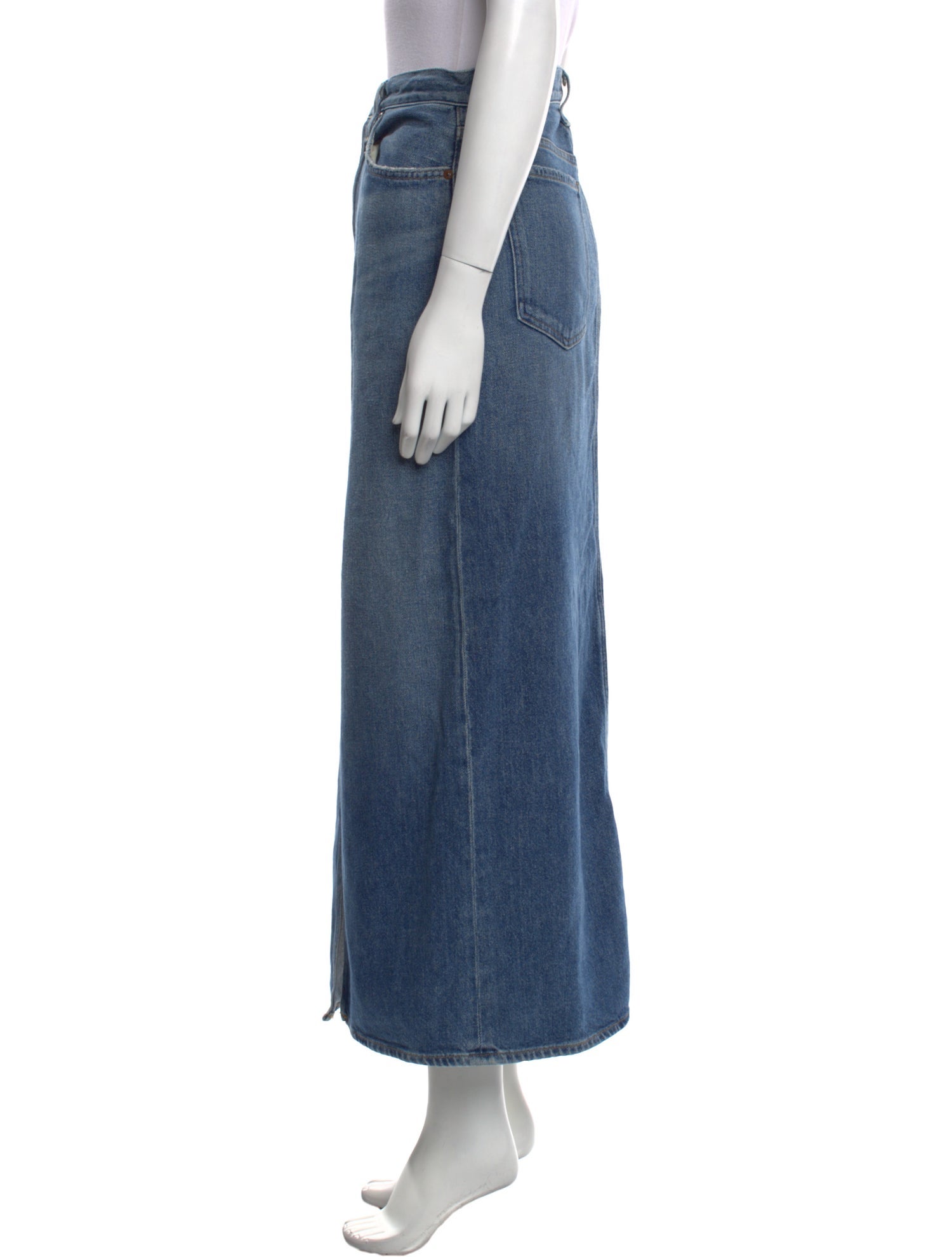 AGOLDE Distressed Accents Midi Length Skirt