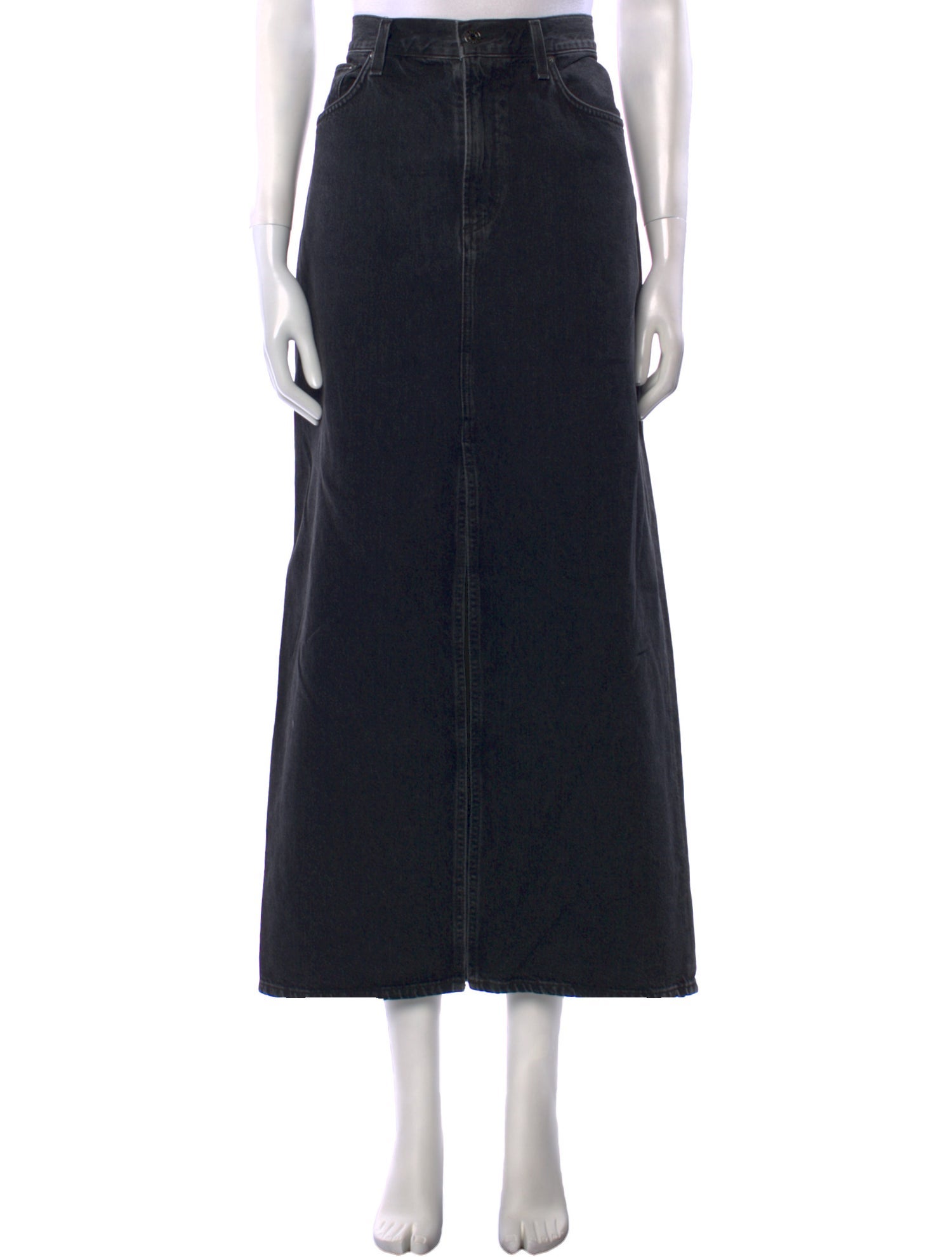 AGOLDE Distressed Accents Midi Length Skirt