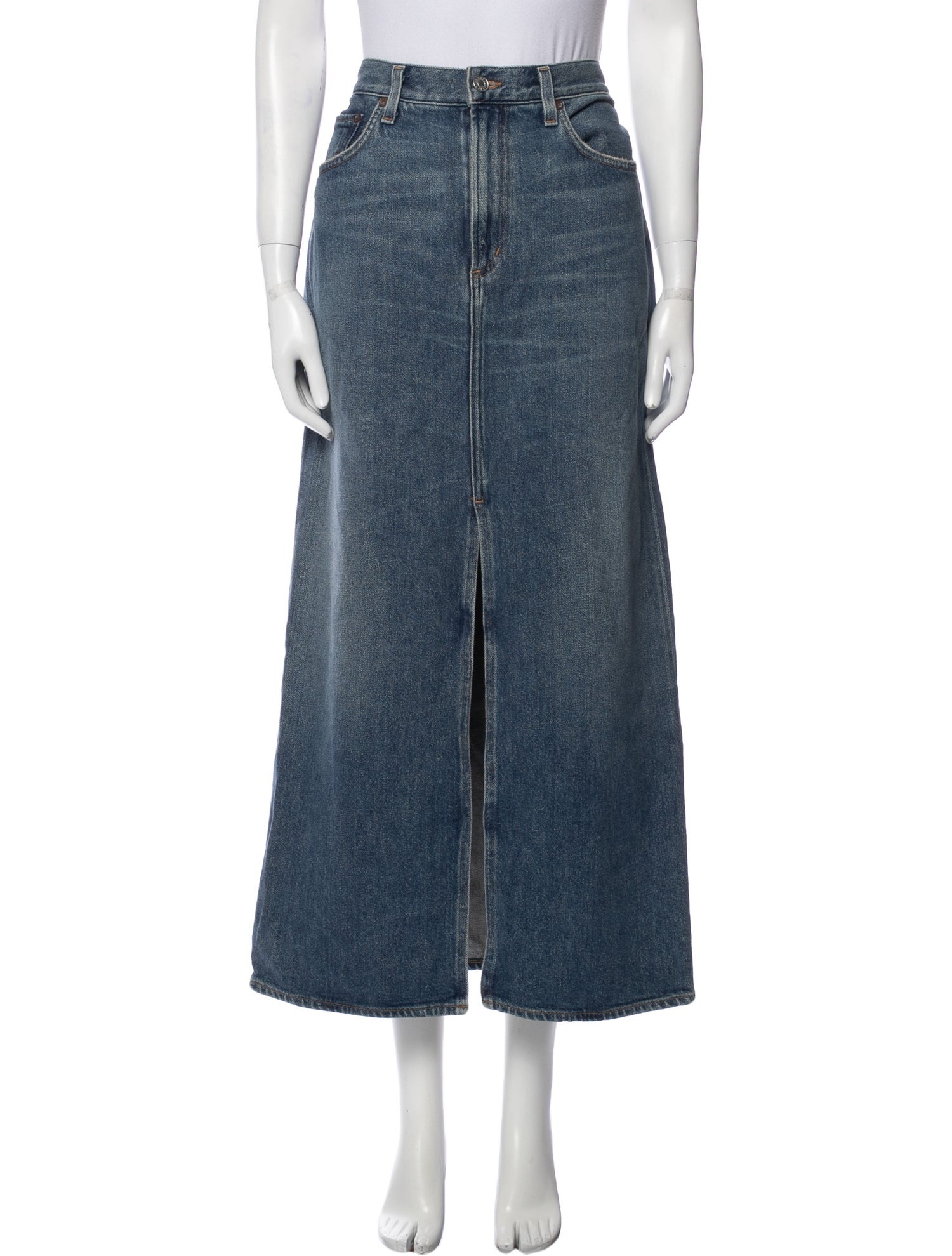 AGOLDE Distressed Accents Midi Length Skirt