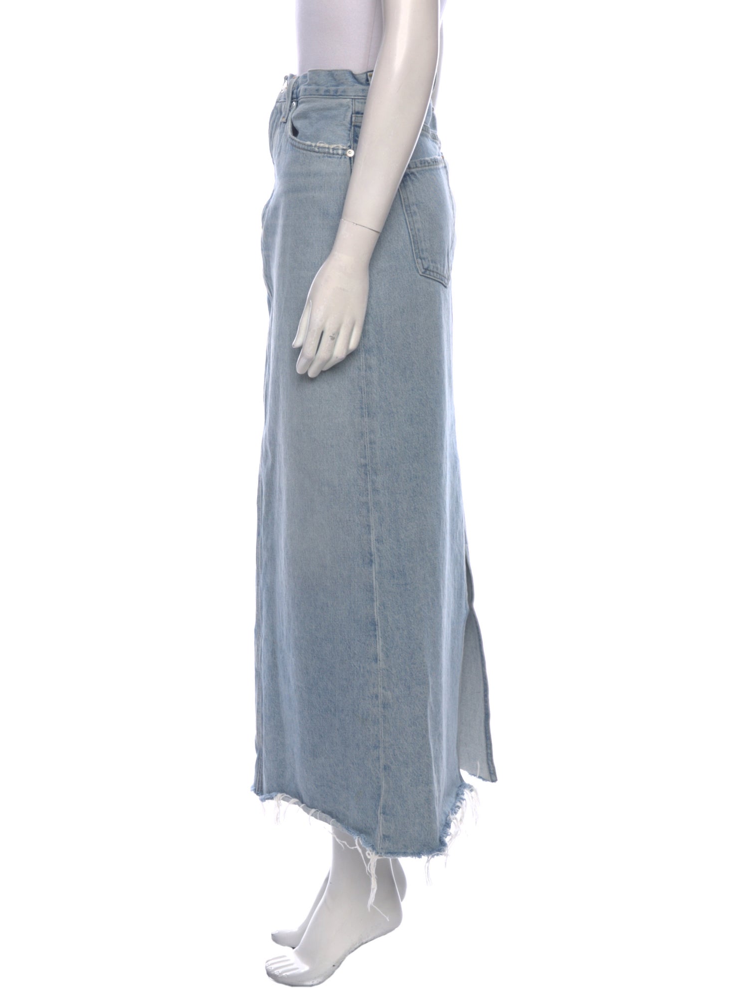 AGOLDE Distressed Accents Midi Length Skirt