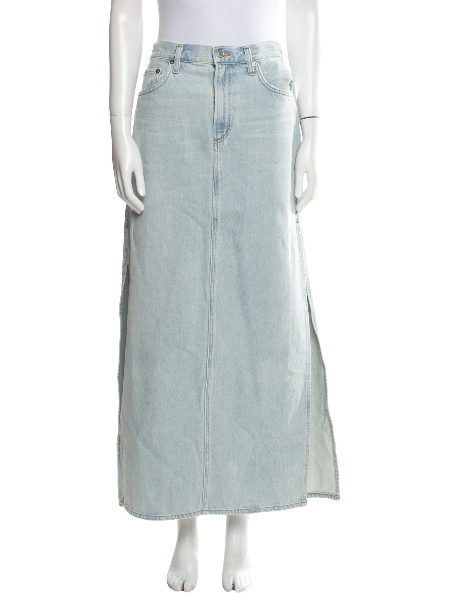 AGOLDE Raw-Edge Trim Midi Length Skirt