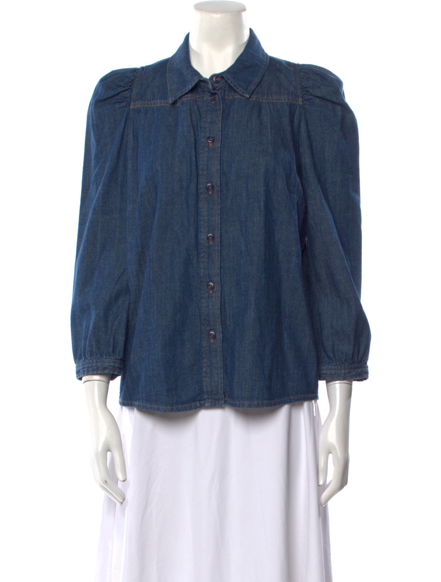 A.P.C. X GOOP Three-Quarter Sleeve Button-Up Top