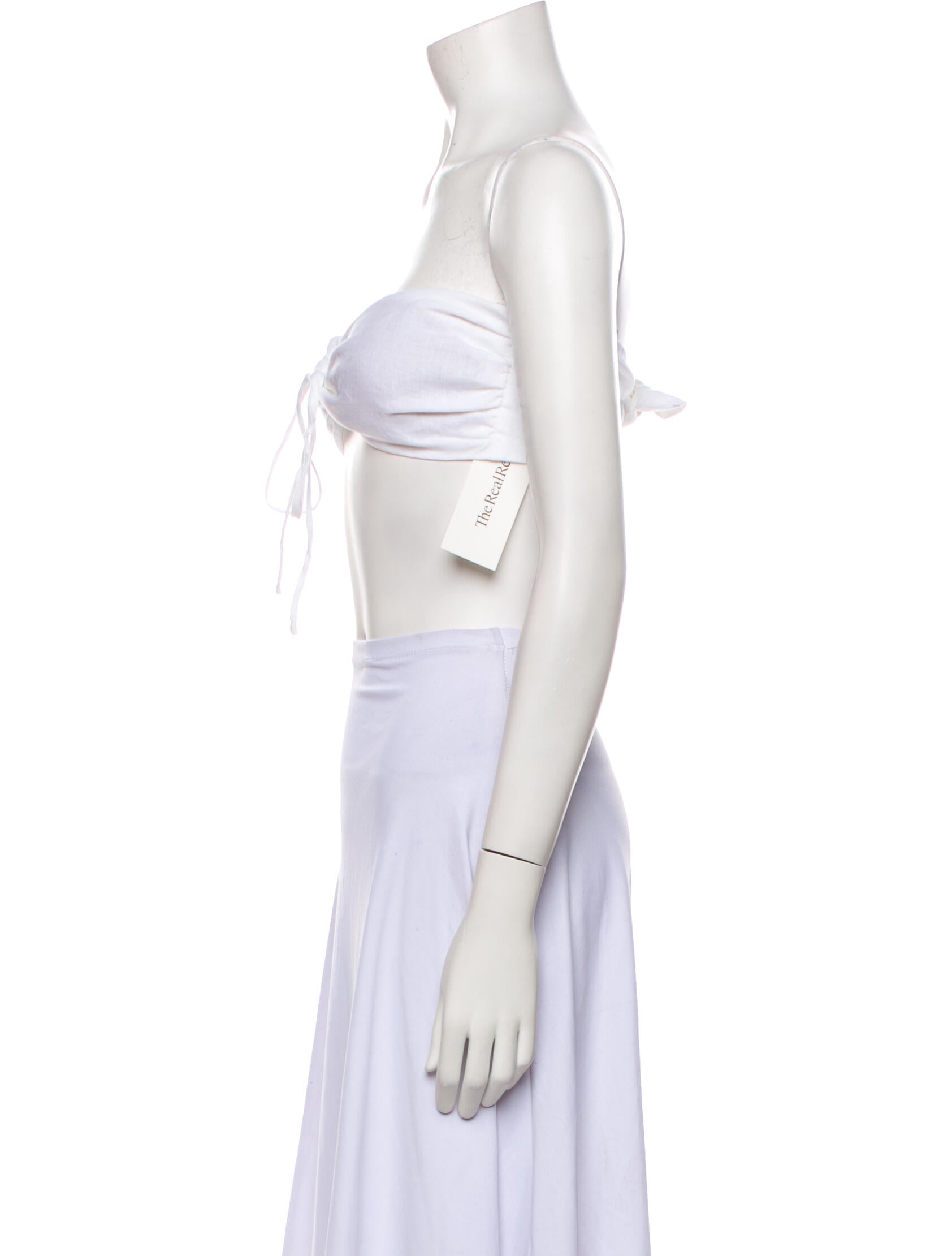 Adriana Degreas Linen Strapless Crop Top