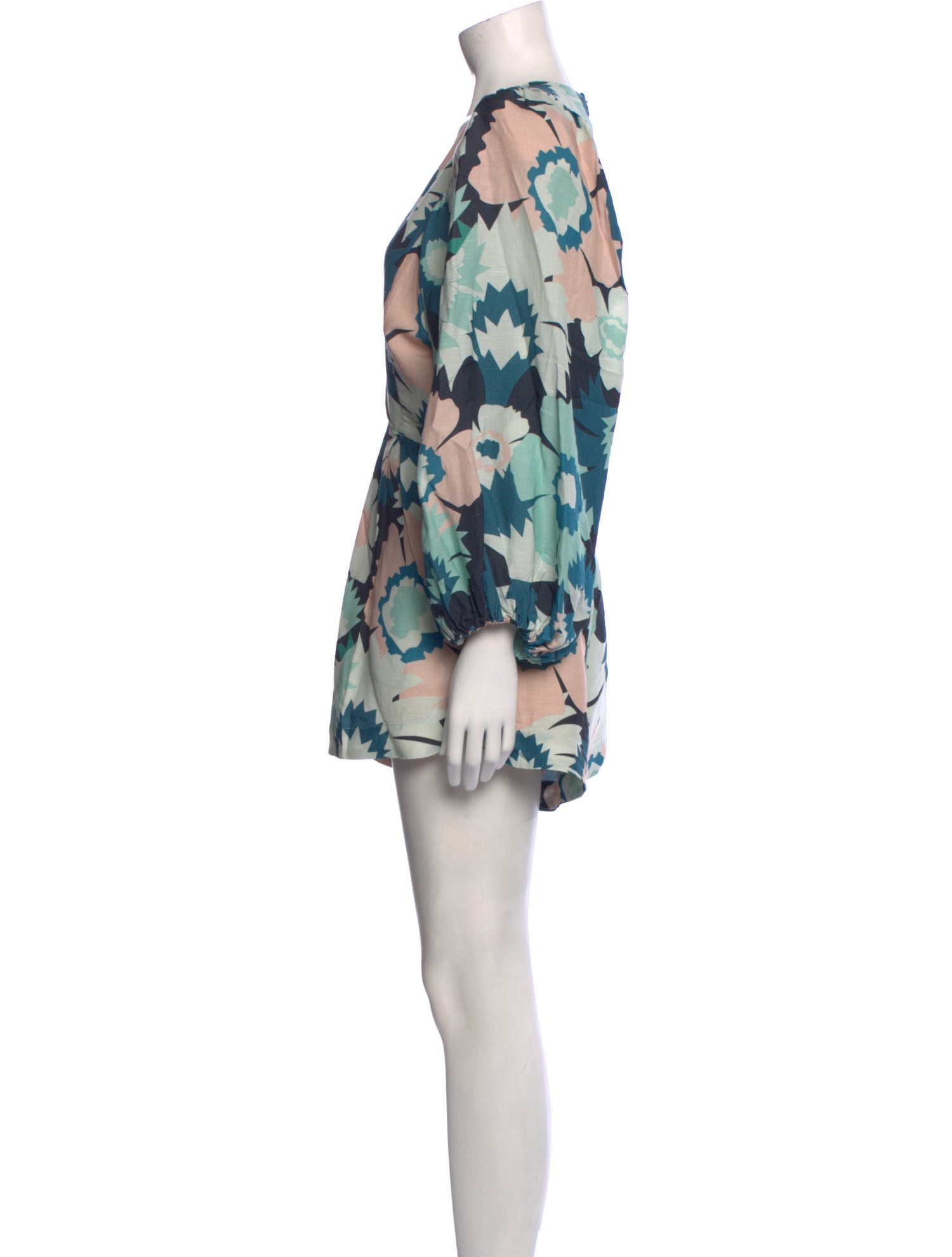 Adriana Degreas Floral Print Plunge Neckline Romper