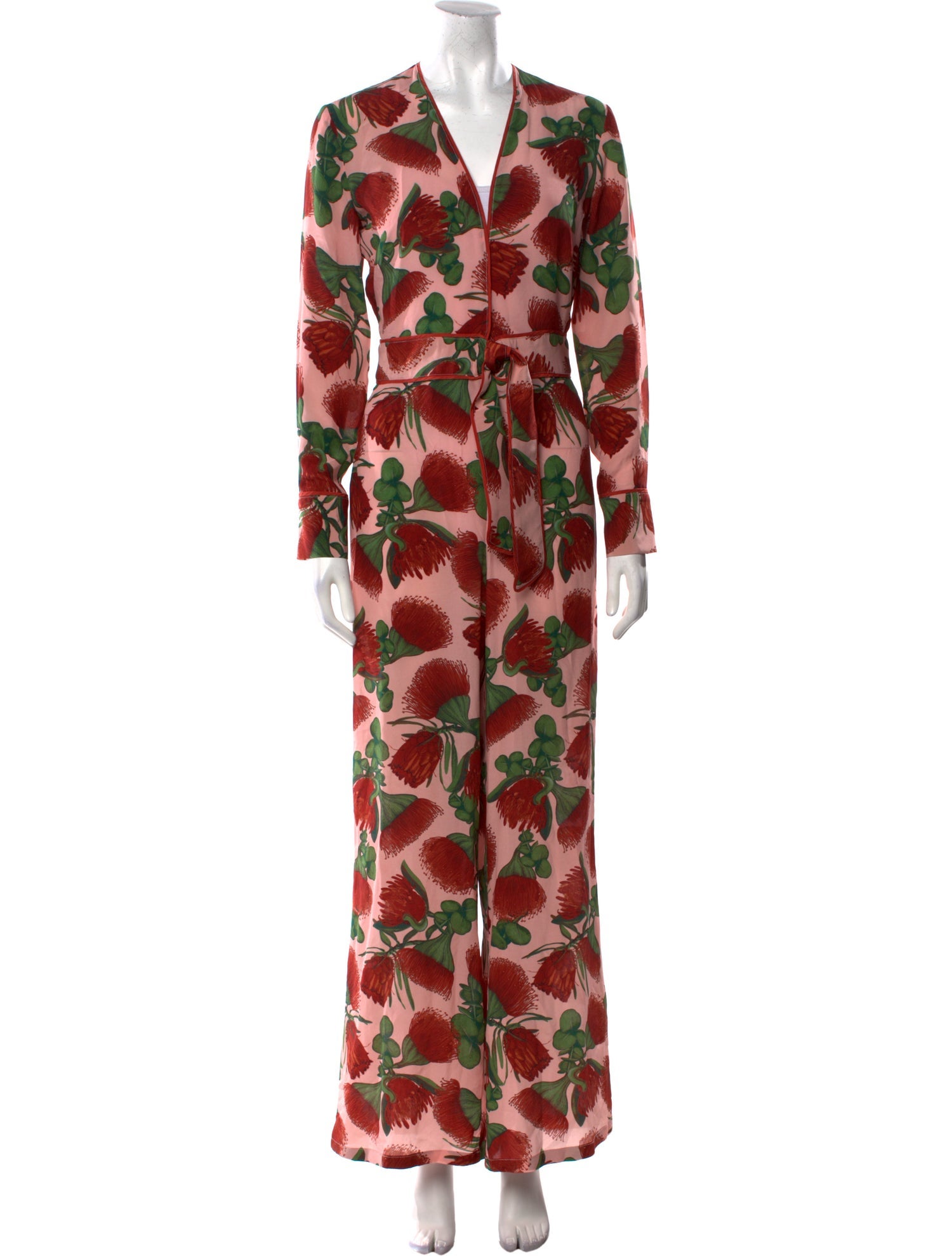 Adriana Degreas Silk Floral Print Jumpsuit