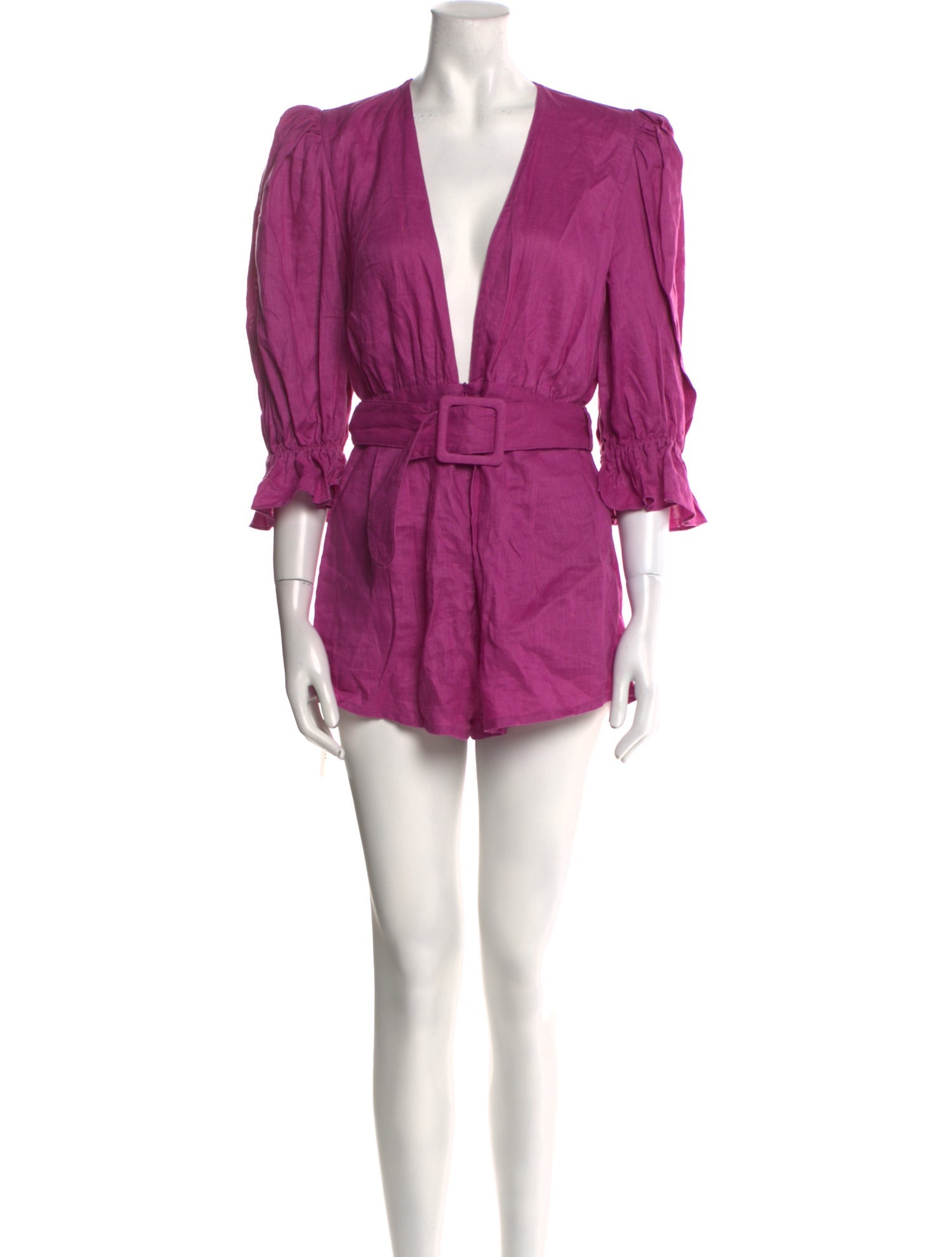 Adriana Degreas Linen Plunge Neckline Romper