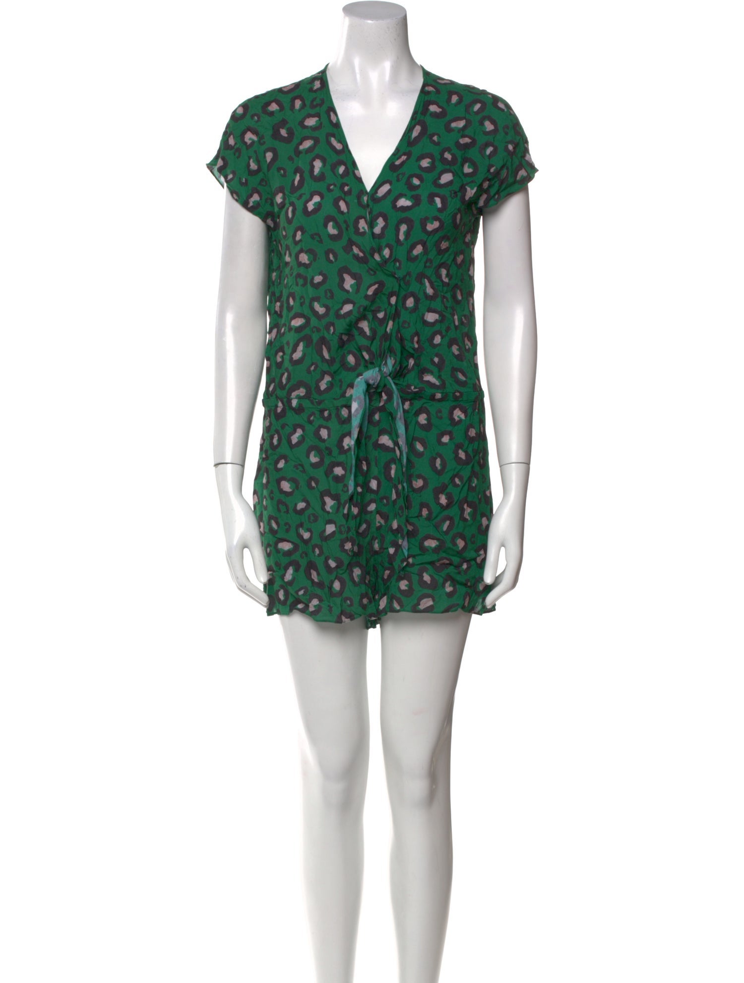 Adriana Degreas Animal Print V-Neck Romper