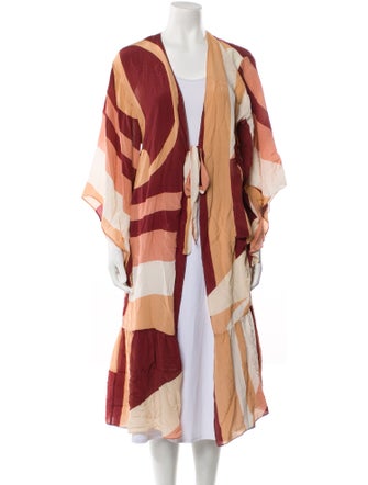 Adriana Degreas Silk Colorblock Pattern Robe