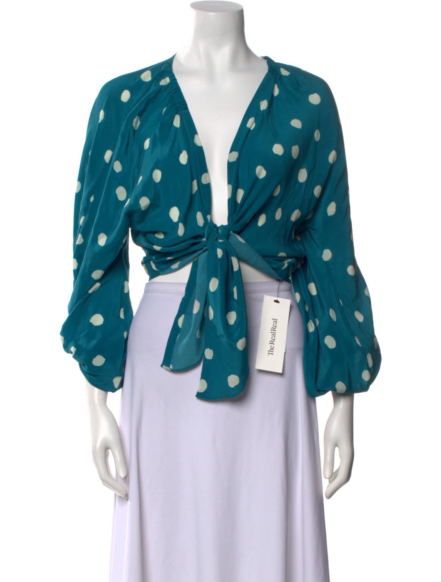 Adriana Degreas Silk Polka Dot Print Blouse
