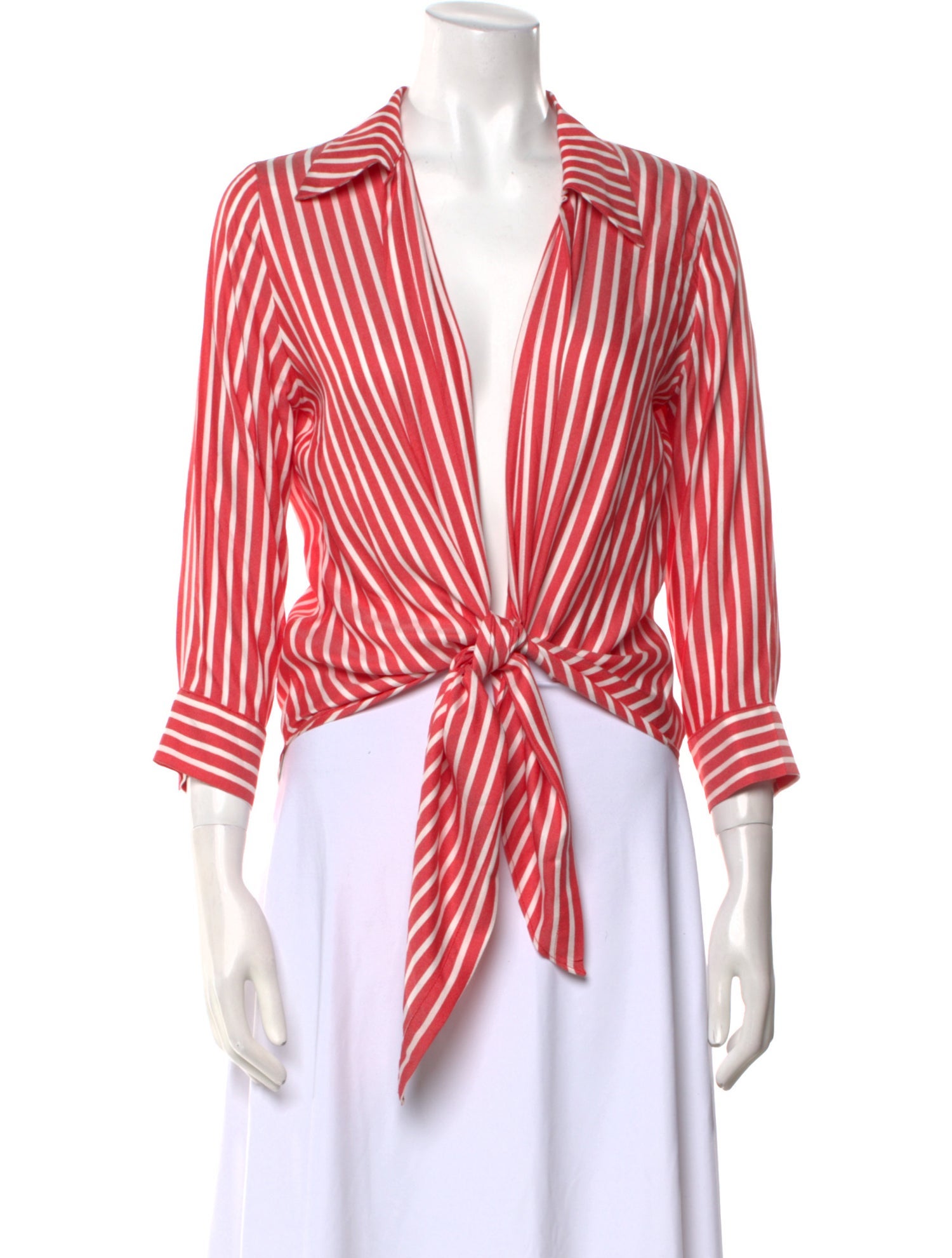 Adriana Degreas Striped V-Neck Blouse