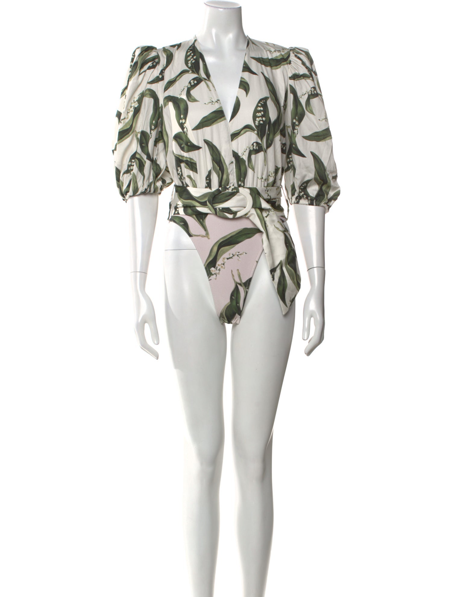 Adriana Degreas Floral Print V-Neck Bodysuit