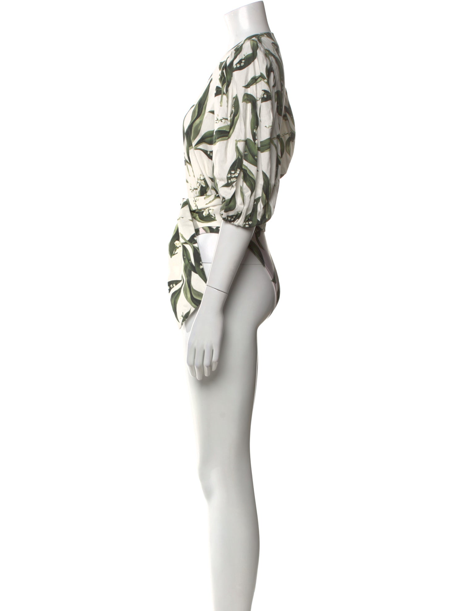Adriana Degreas Floral Print V-Neck Bodysuit