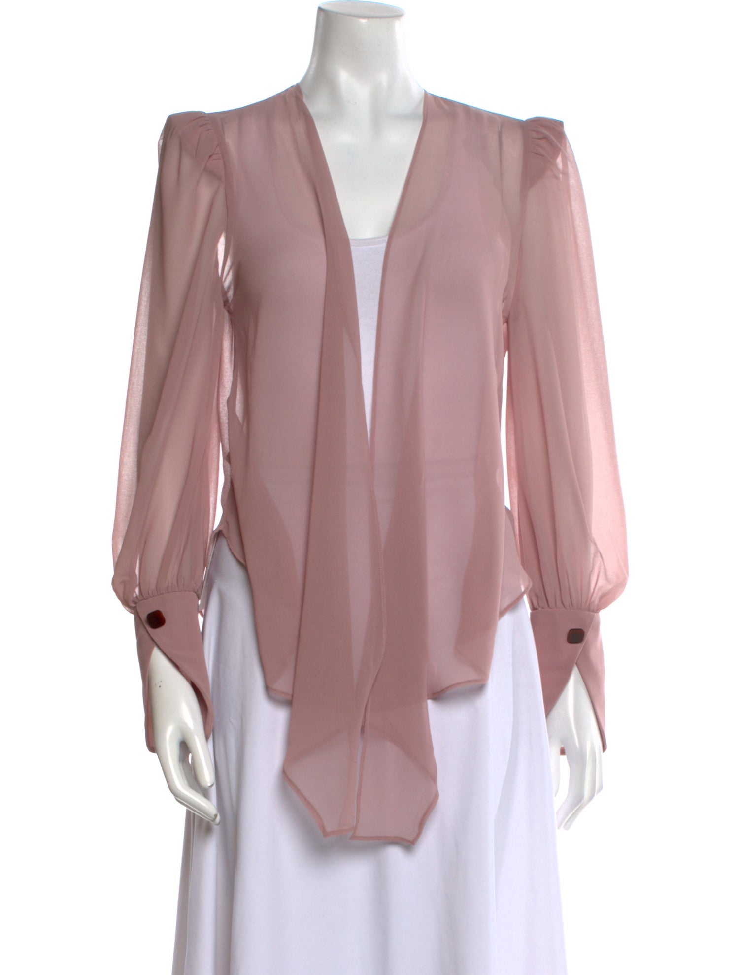 Adriana Degreas Plunge Neckline Three-Quarter Sleeve Blouse