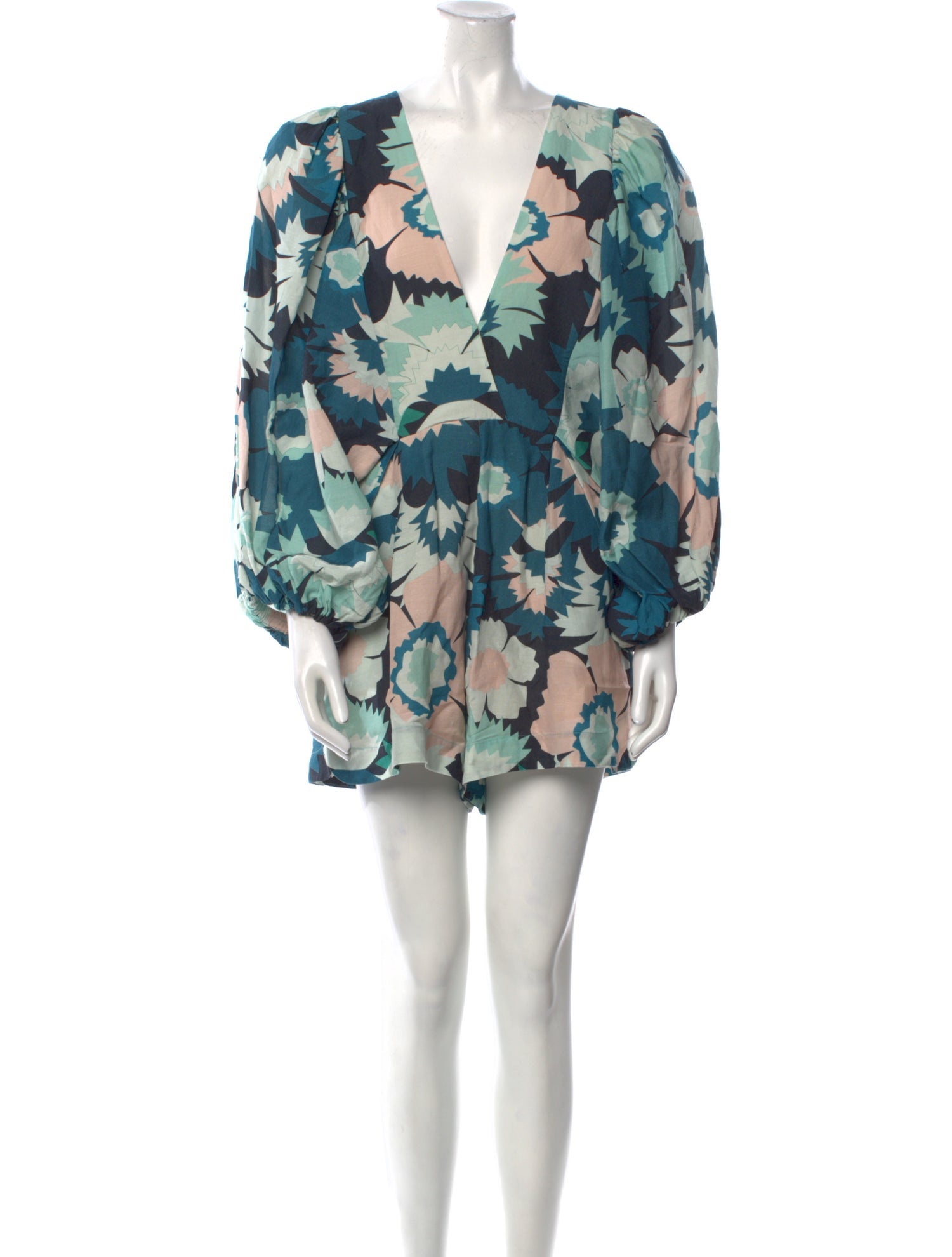 Adriana Degreas Printed Plunge Neckline Romper