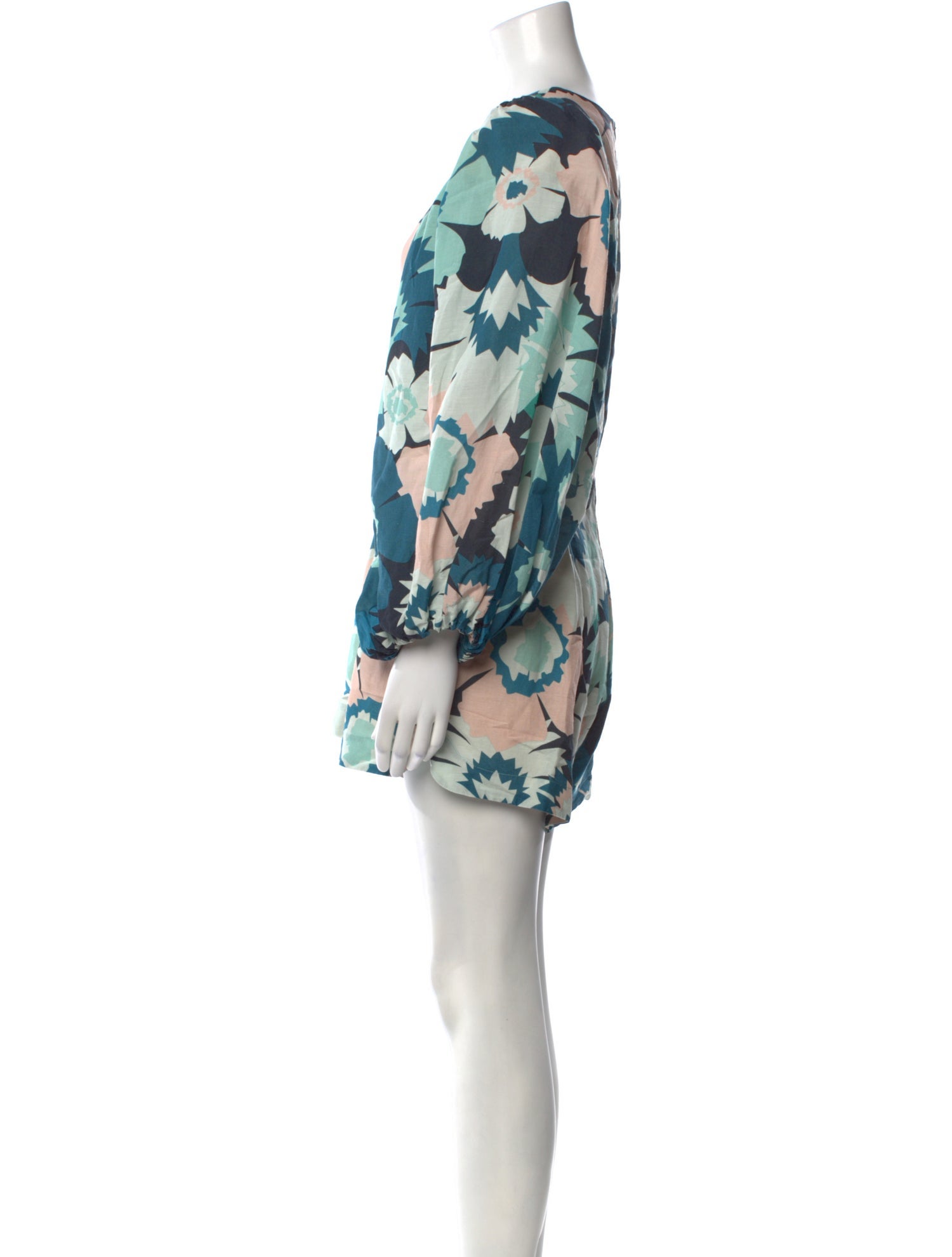 Adriana Degreas Printed Plunge Neckline Romper