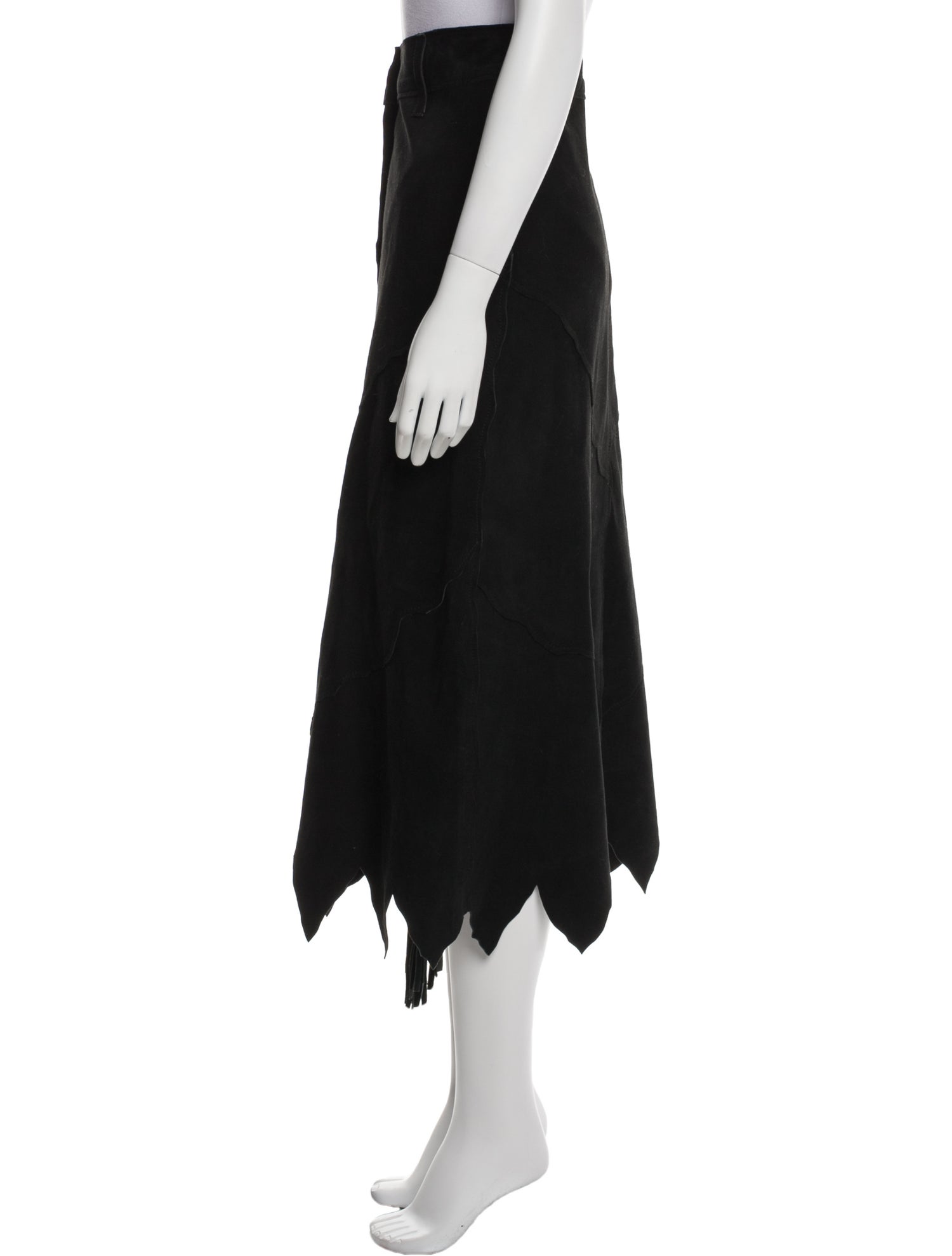 Augustina's Leather Crystal Embellishments Midi Length Skirt