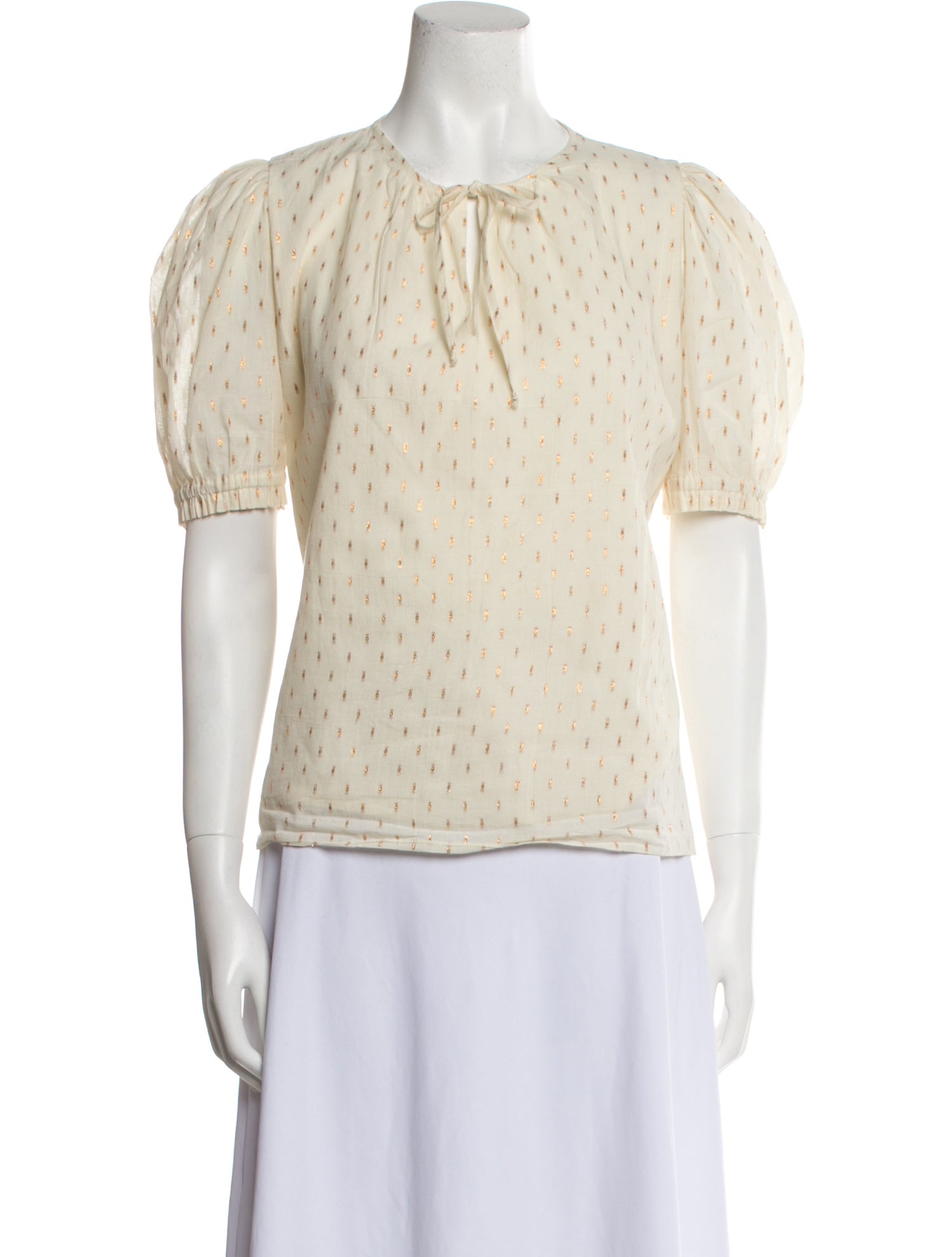 Arossgirl x Soler Tie Neck Short Sleeve Button-Up Top