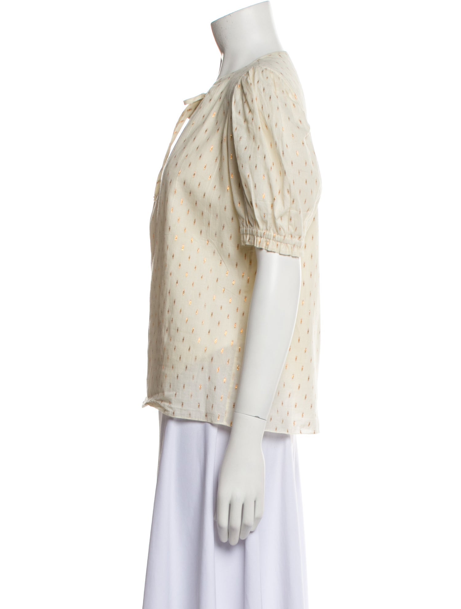 Arossgirl x Soler Tie Neck Short Sleeve Button-Up Top