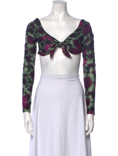 Agua Bendita Floral Print V-Neck Crop Top