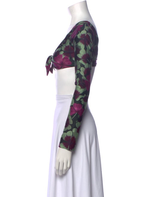 Agua Bendita Floral Print V-Neck Crop Top