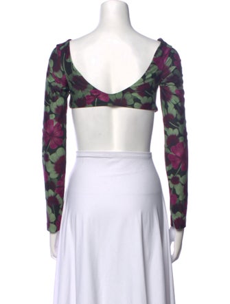 Agua Bendita Floral Print V-Neck Crop Top