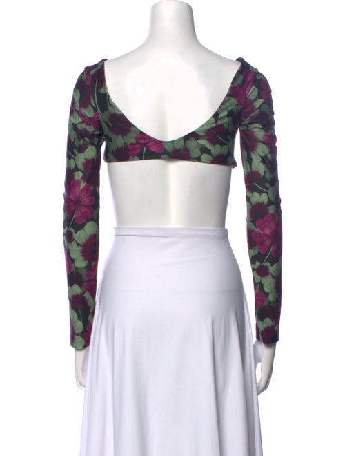 Agua Bendita Floral Print V-Neck Crop Top