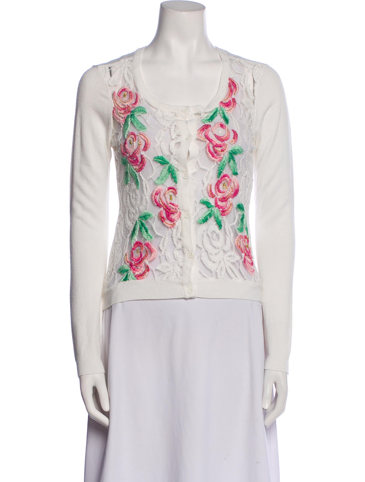 Agua Bendita Floral Print Scoop Neck Sweater