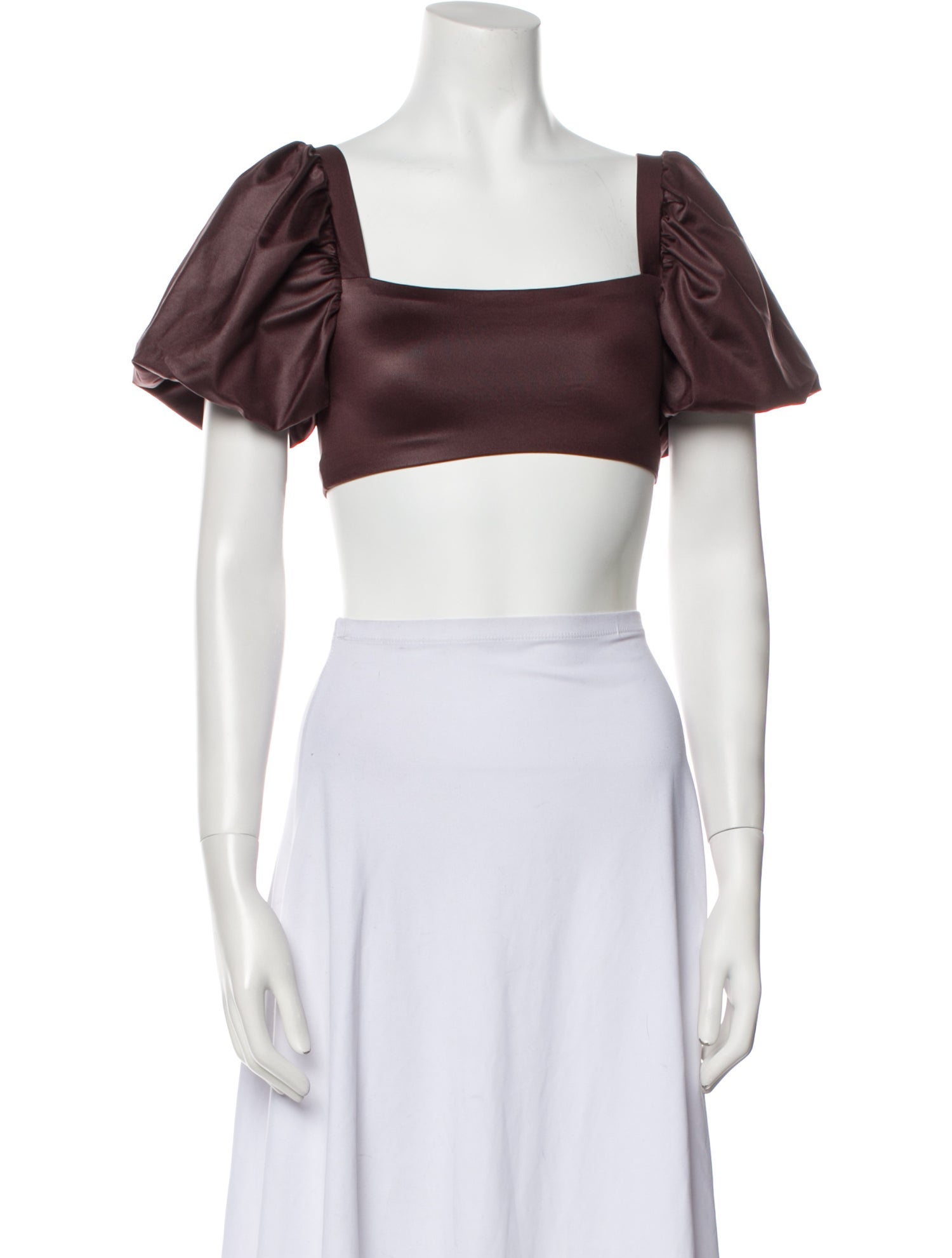 Agua Bendita Square Neckline Short Sleeve Crop Top