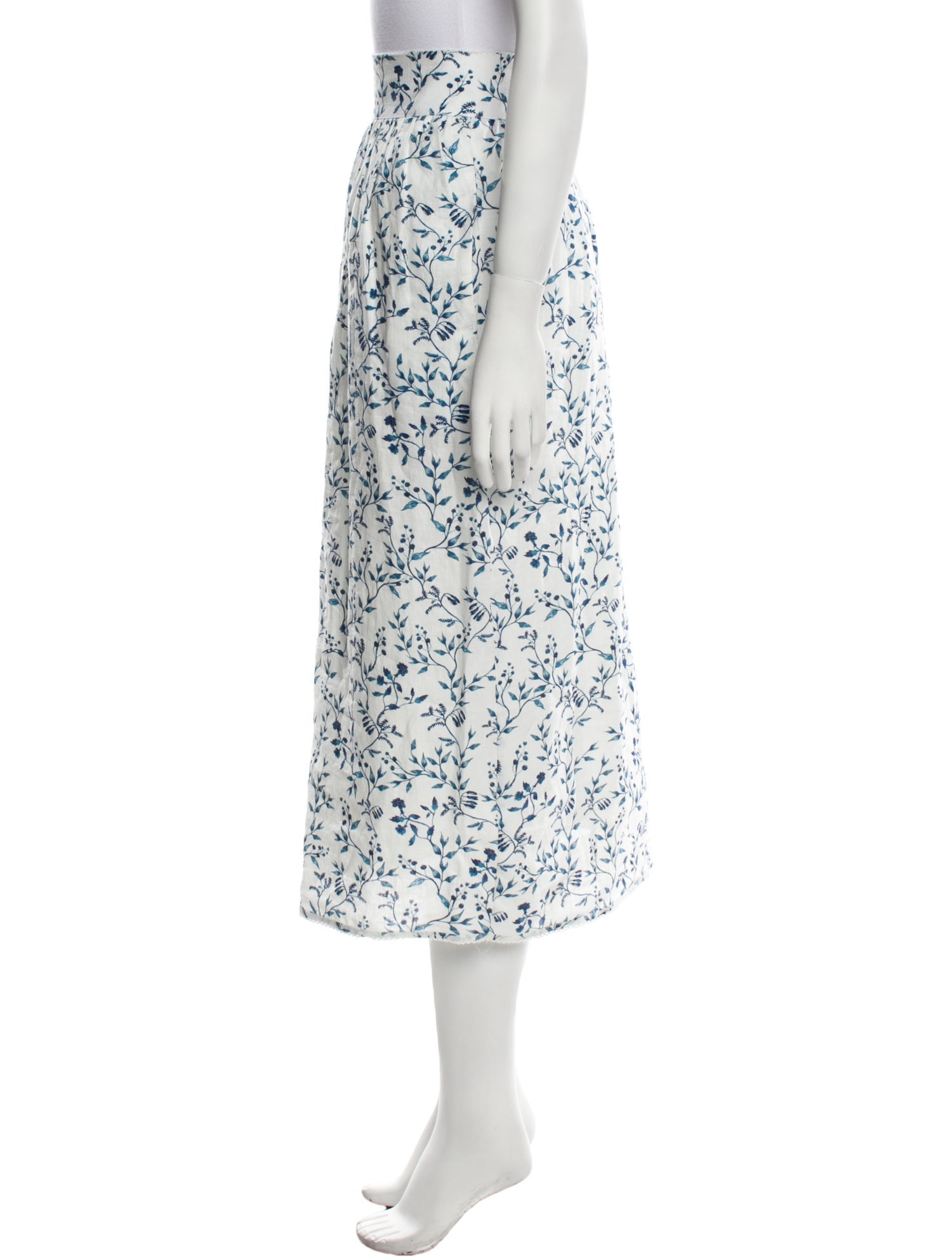 Agua Bendita Floral Print Midi Length Skirt