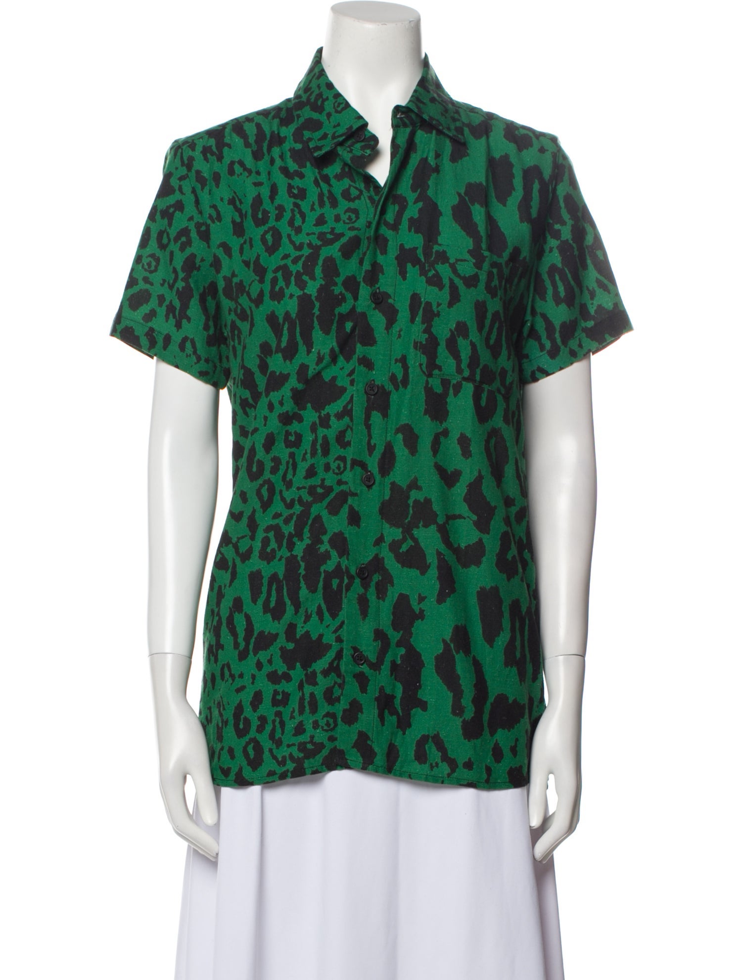 Agua Bendita Printed Short Sleeve Button-Up Top