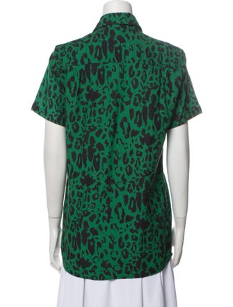 Agua Bendita Printed Short Sleeve Button-Up Top