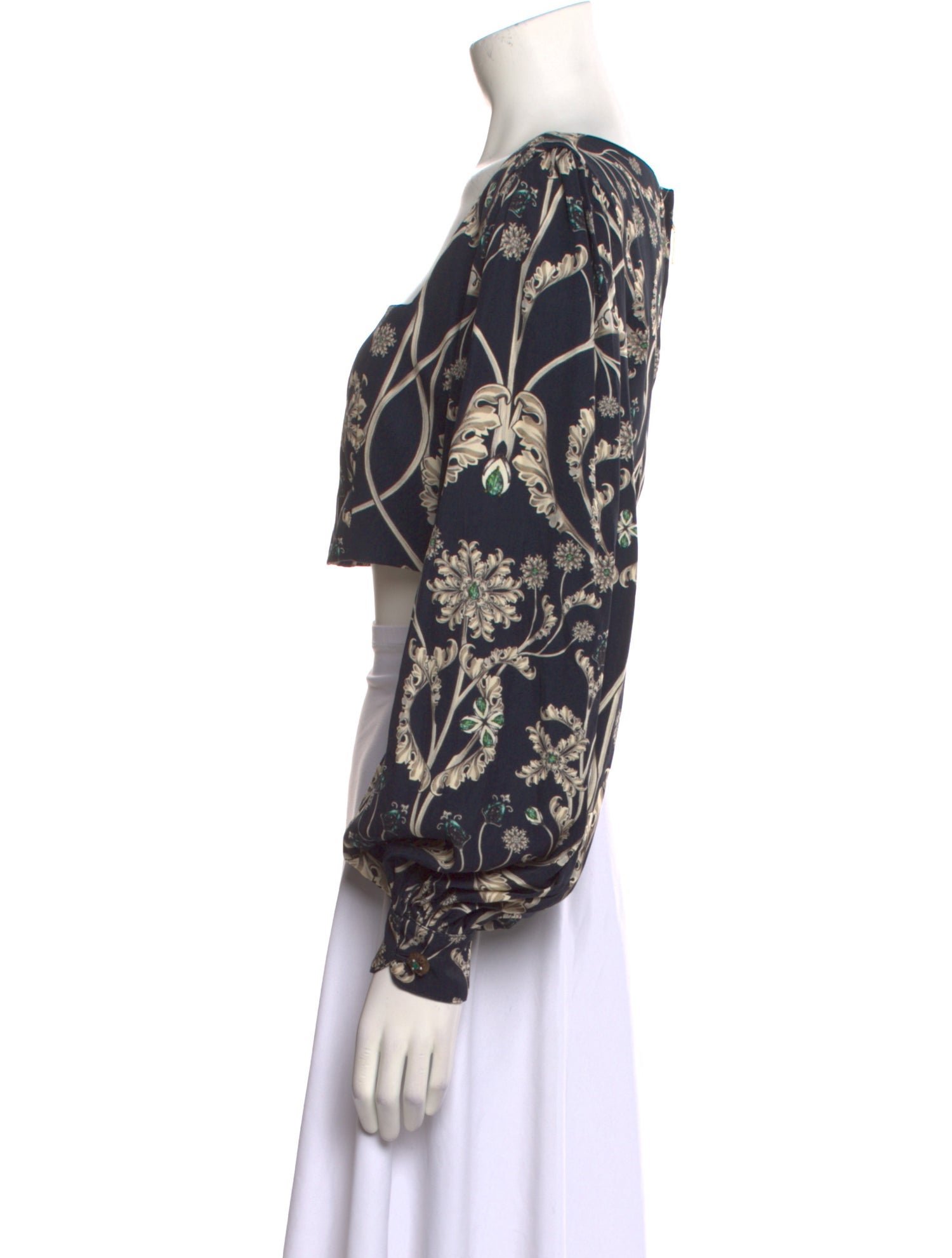 Agua Bendita Floral Print Square Neckline Crop Top w/ Tags