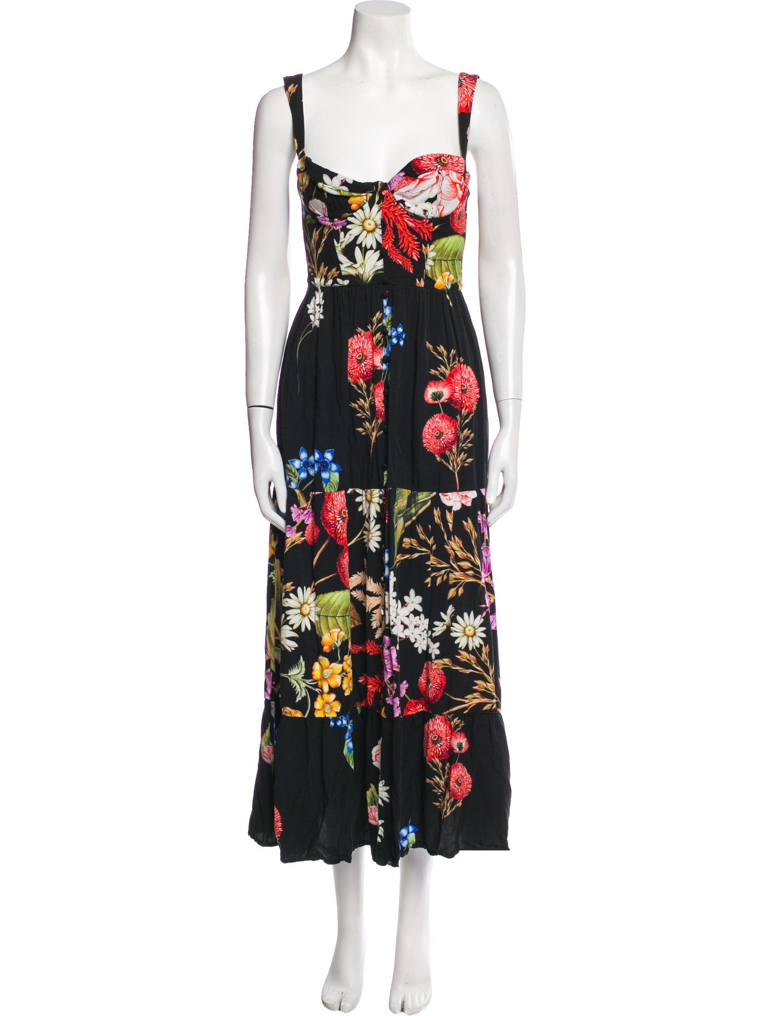 Agua Bendita Floral Print Midi Length Dress
