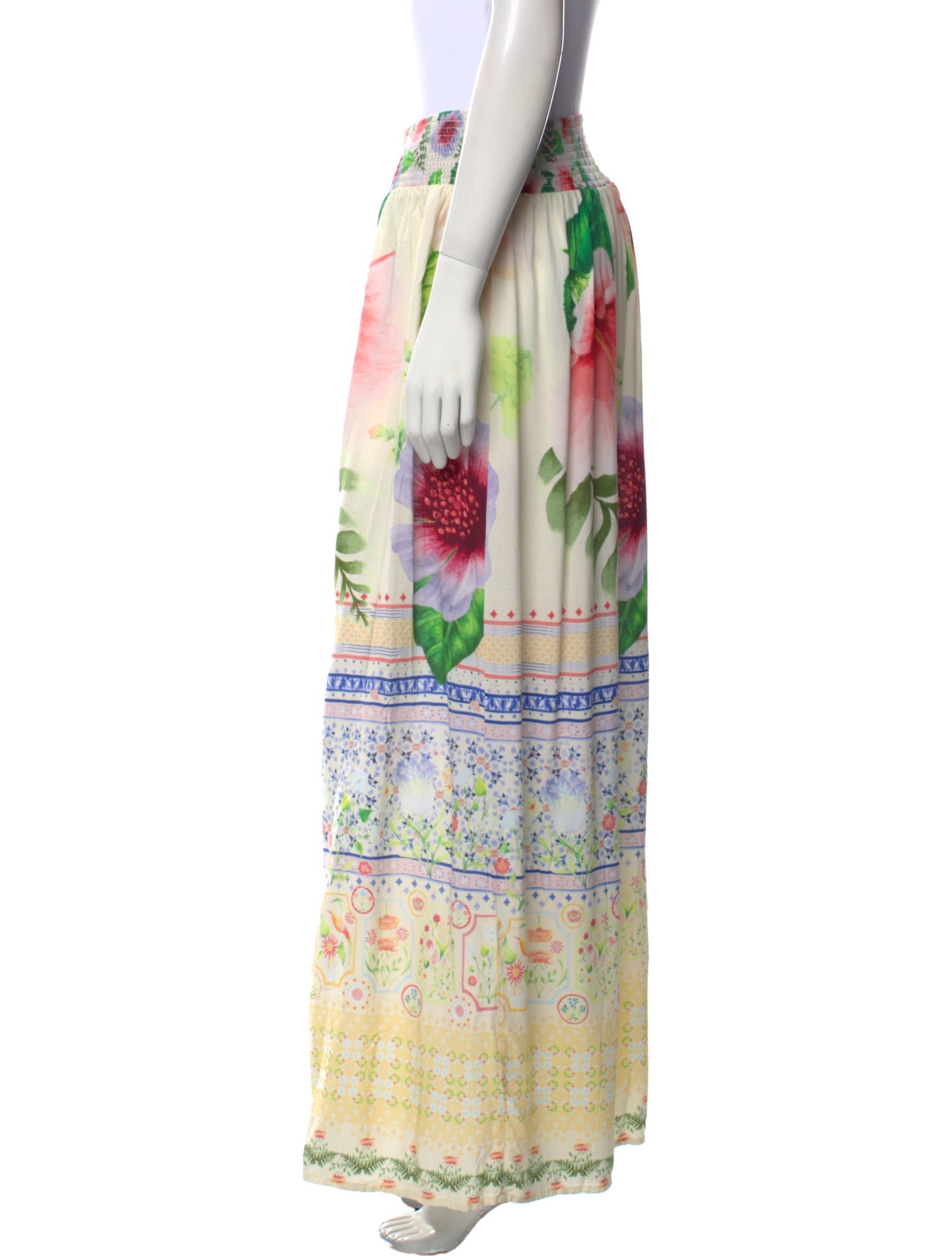 Agua Bendita Floral Print Midi Length Skirt