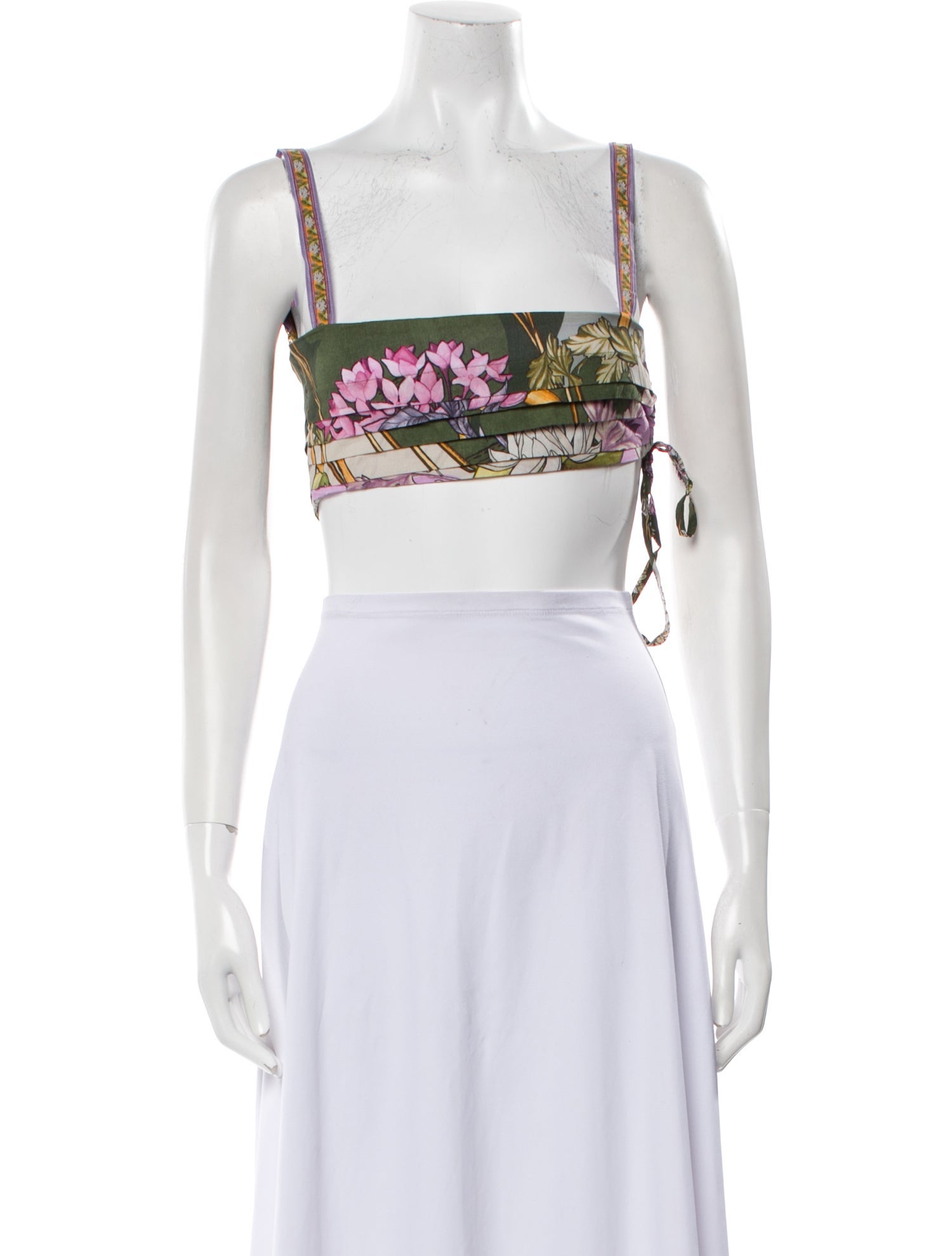 Agua Bendita Floral Print Square Neckline Crop Top w/ Tags