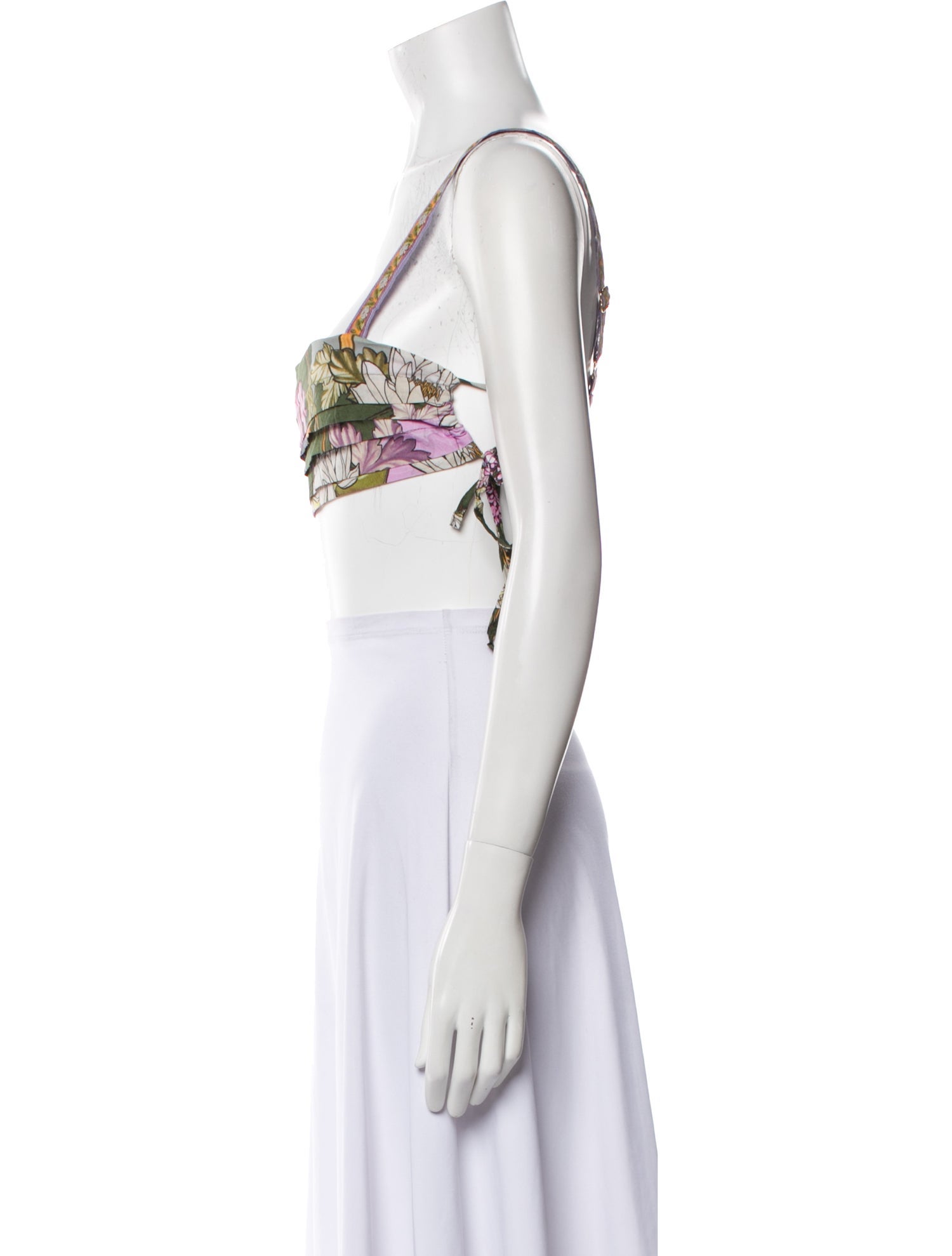 Agua Bendita Floral Print Square Neckline Crop Top w/ Tags