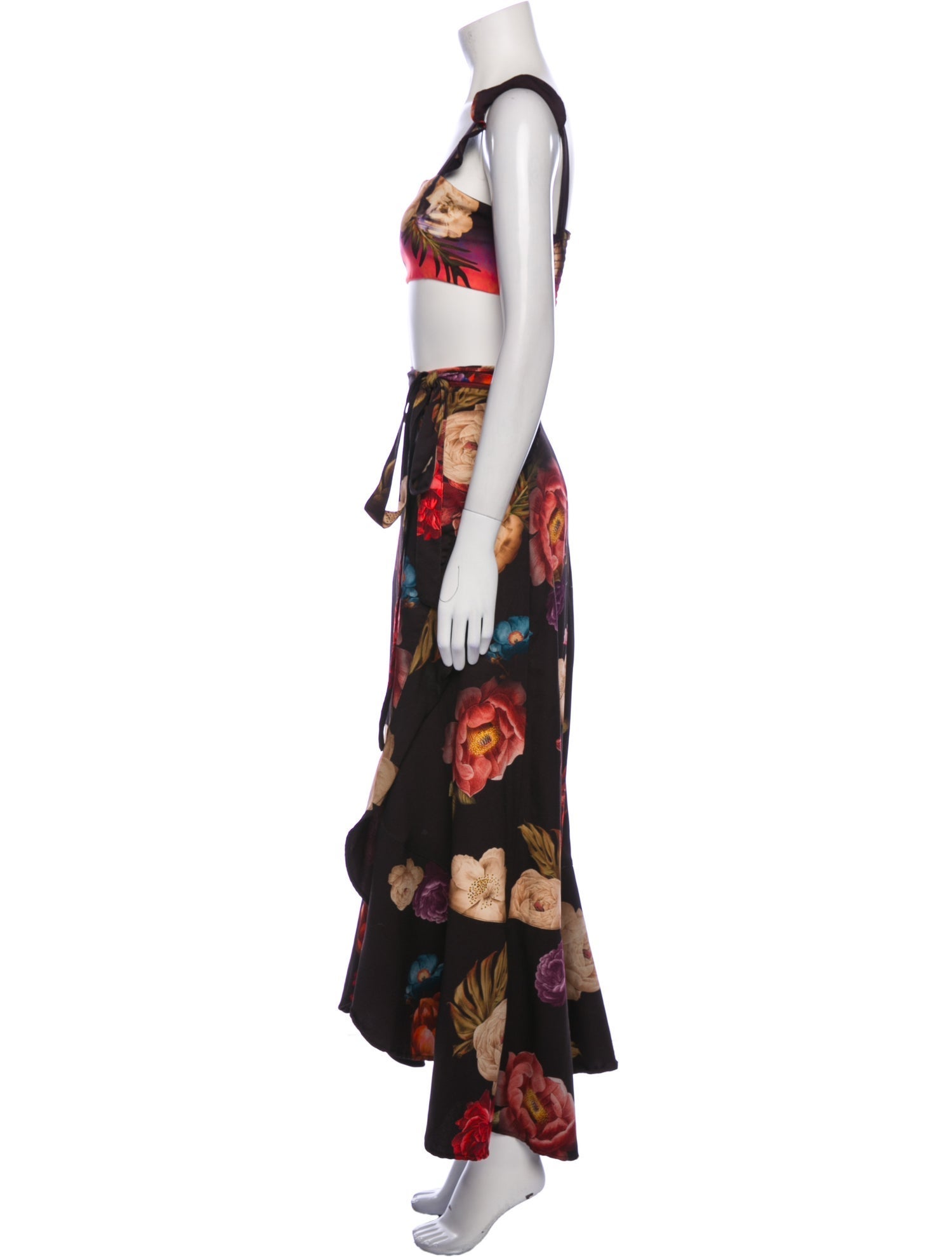 Agua Bendita Floral Print Long Skirt