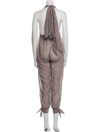 Agua Bendita Houndstooth Print Plunge Neckline Jumpsuit