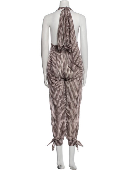 Agua Bendita Houndstooth Print Plunge Neckline Jumpsuit