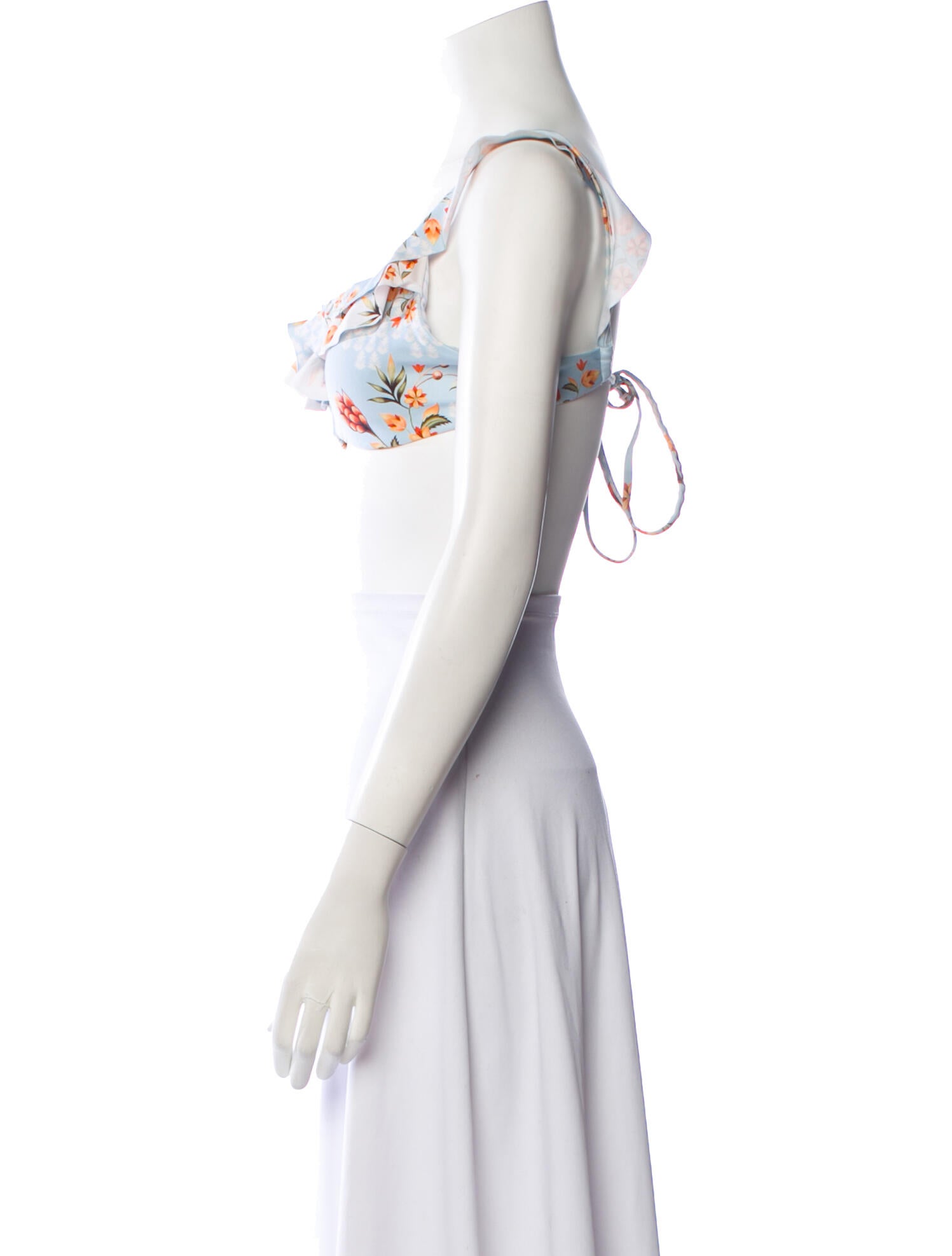 Agua Bendita Floral Print Square Neckline Crop Top