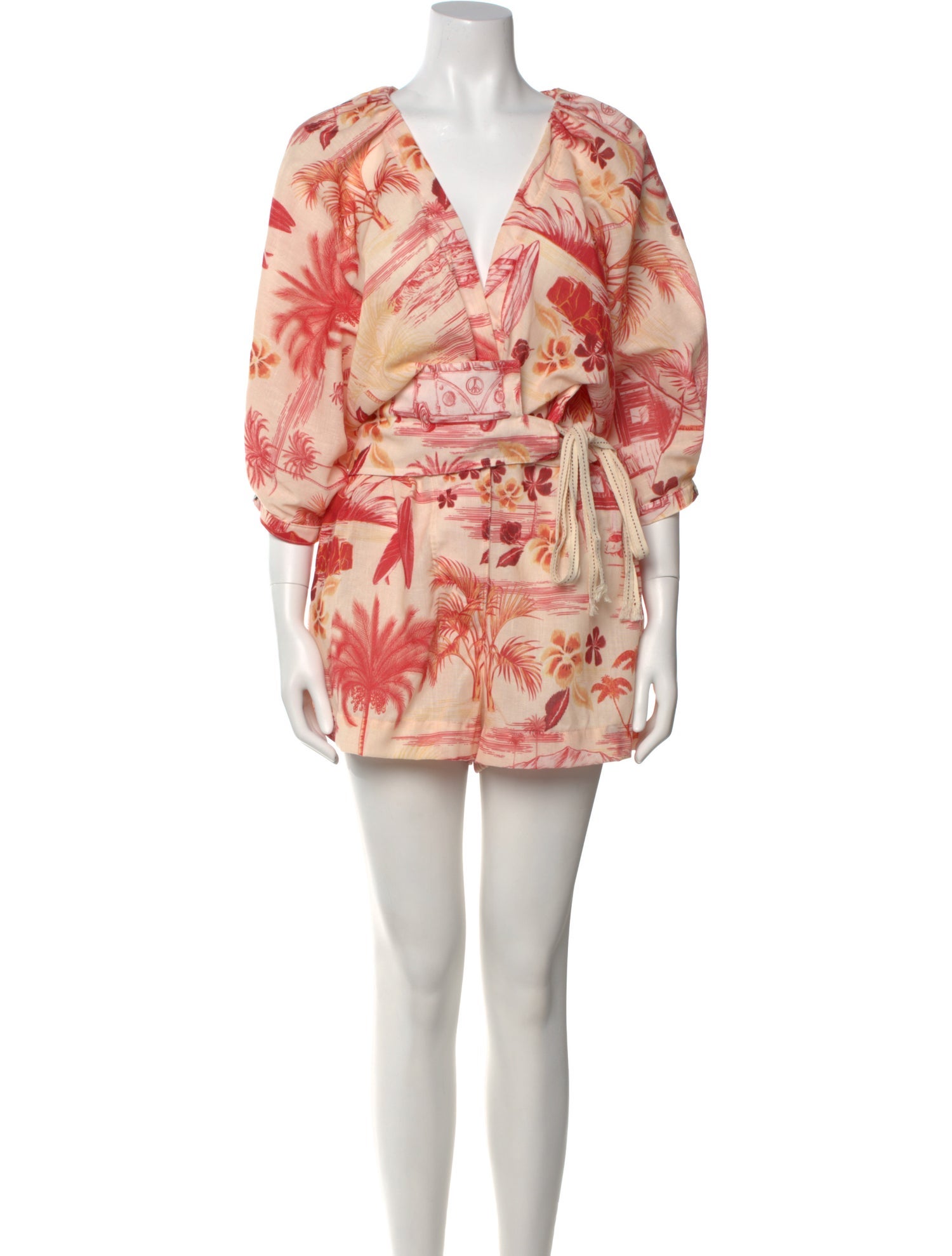 Agua Bendita Printed V-Neck Romper