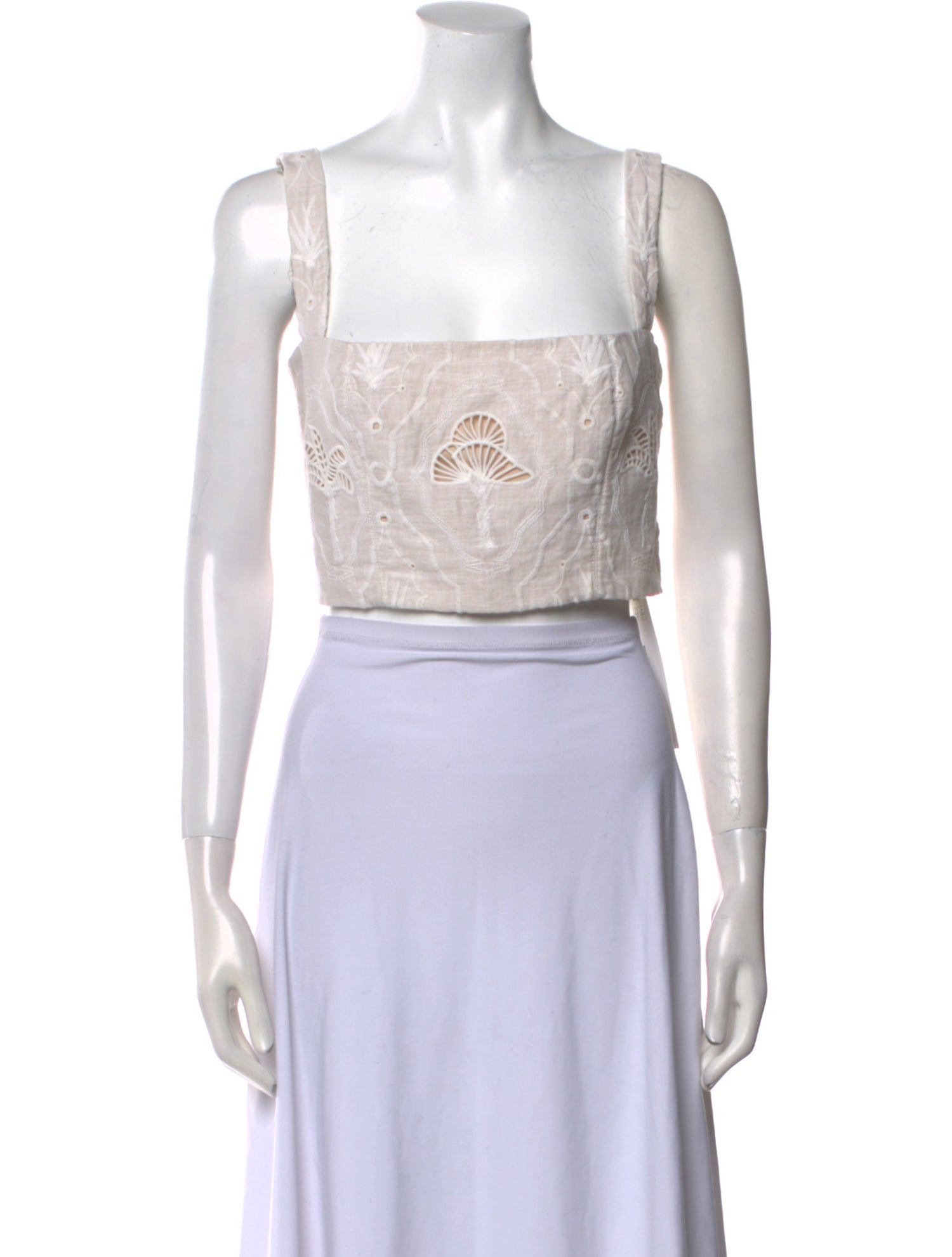 Agua Bendita Linen Square Neckline Crop Top