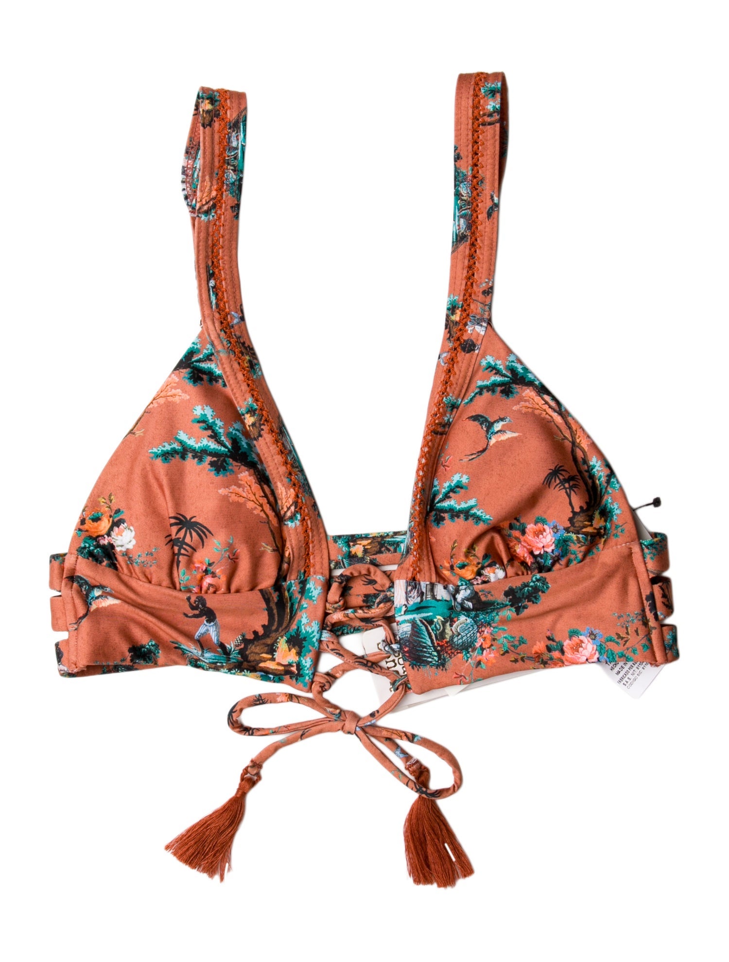 Agua Bendita Printed Tassel Accents Top w/ Tags