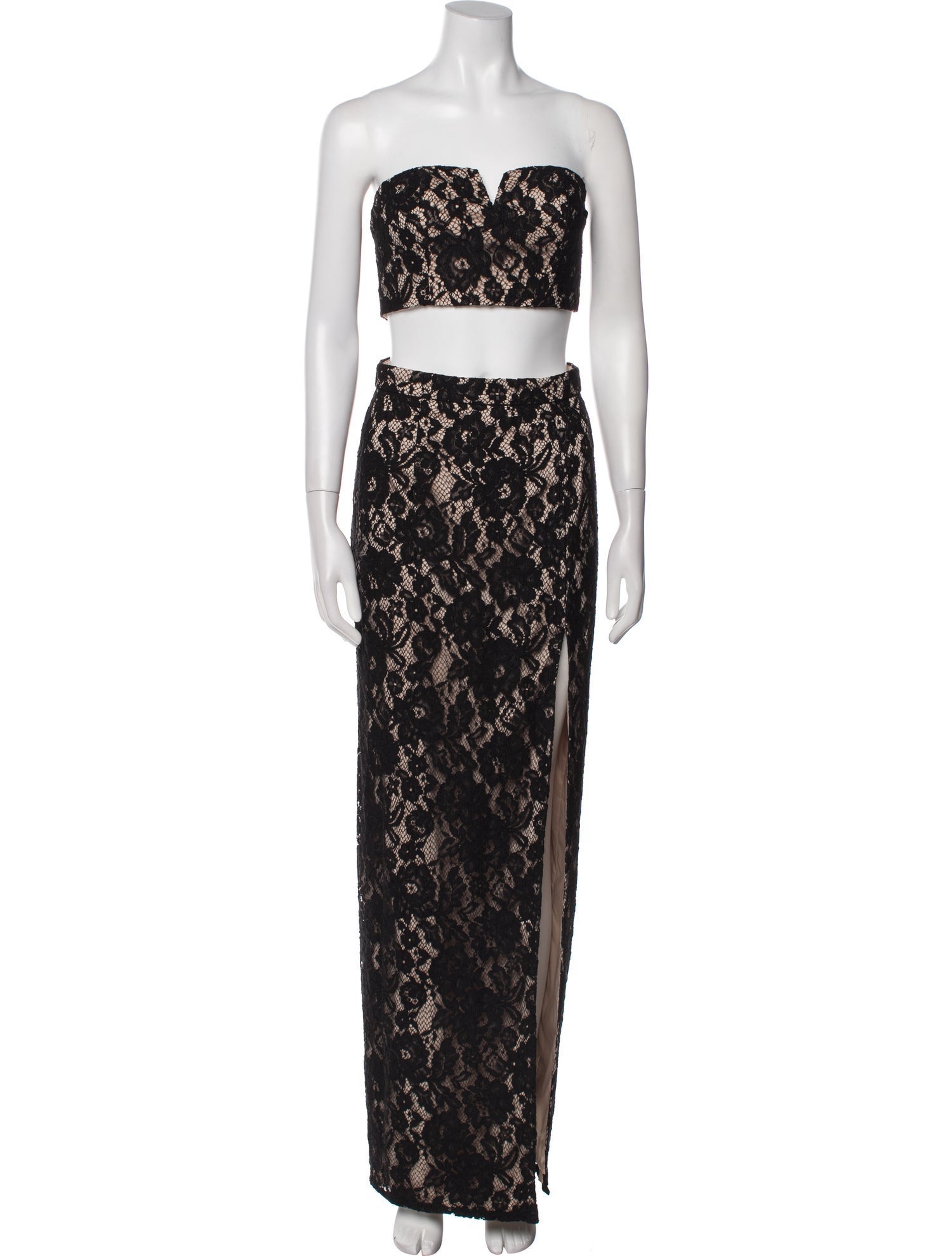 Agua Bendita Lace Pattern Long Dress